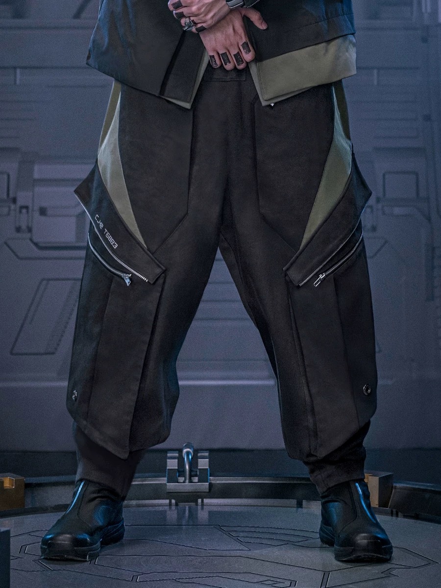 不作惡「刃影長褲」賽博龐克加長版褲腳多口袋寬鬆工裝機能長褲