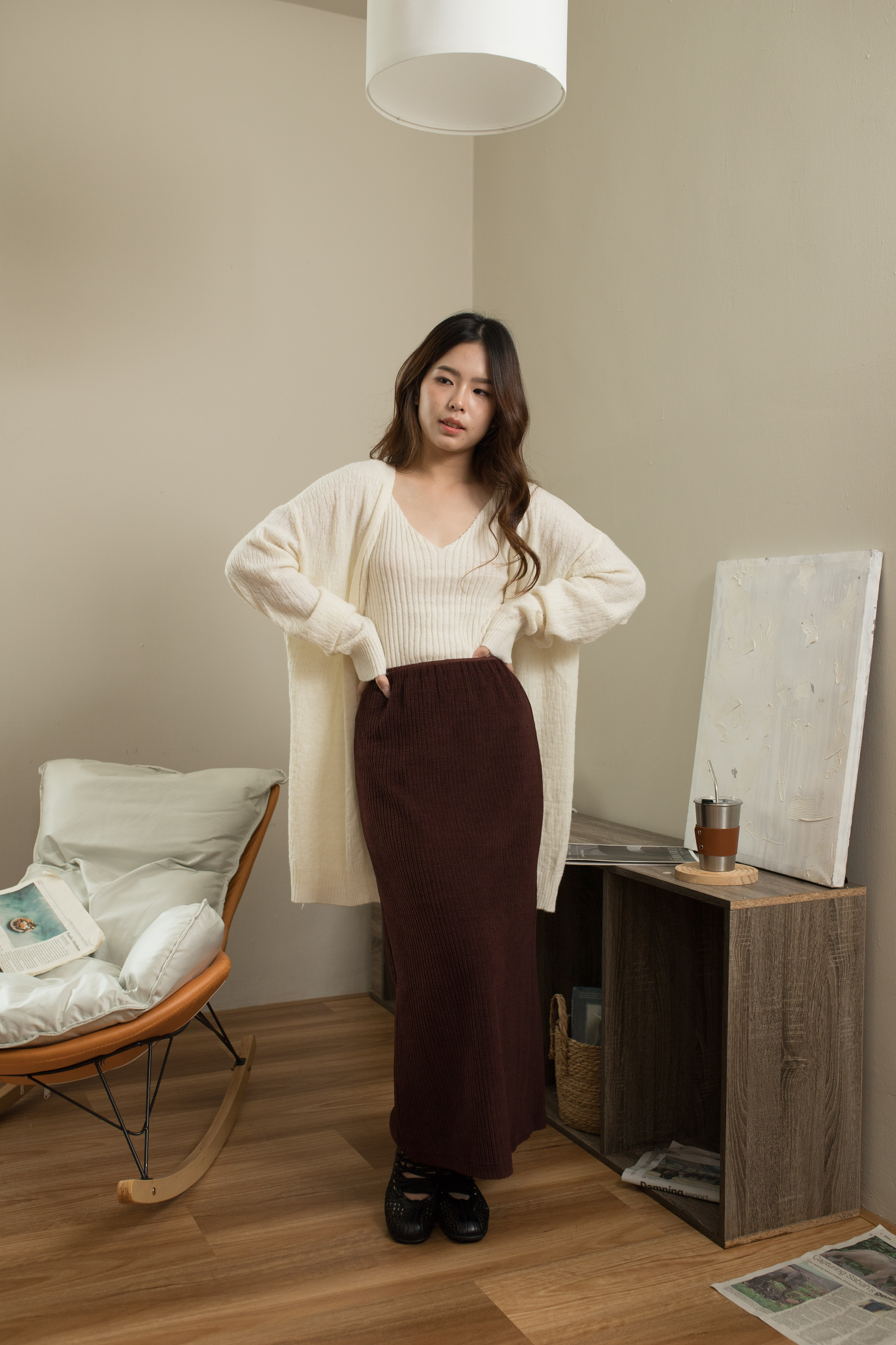 Amanda Ribbed Skirt  Maroon -2556SKMAR