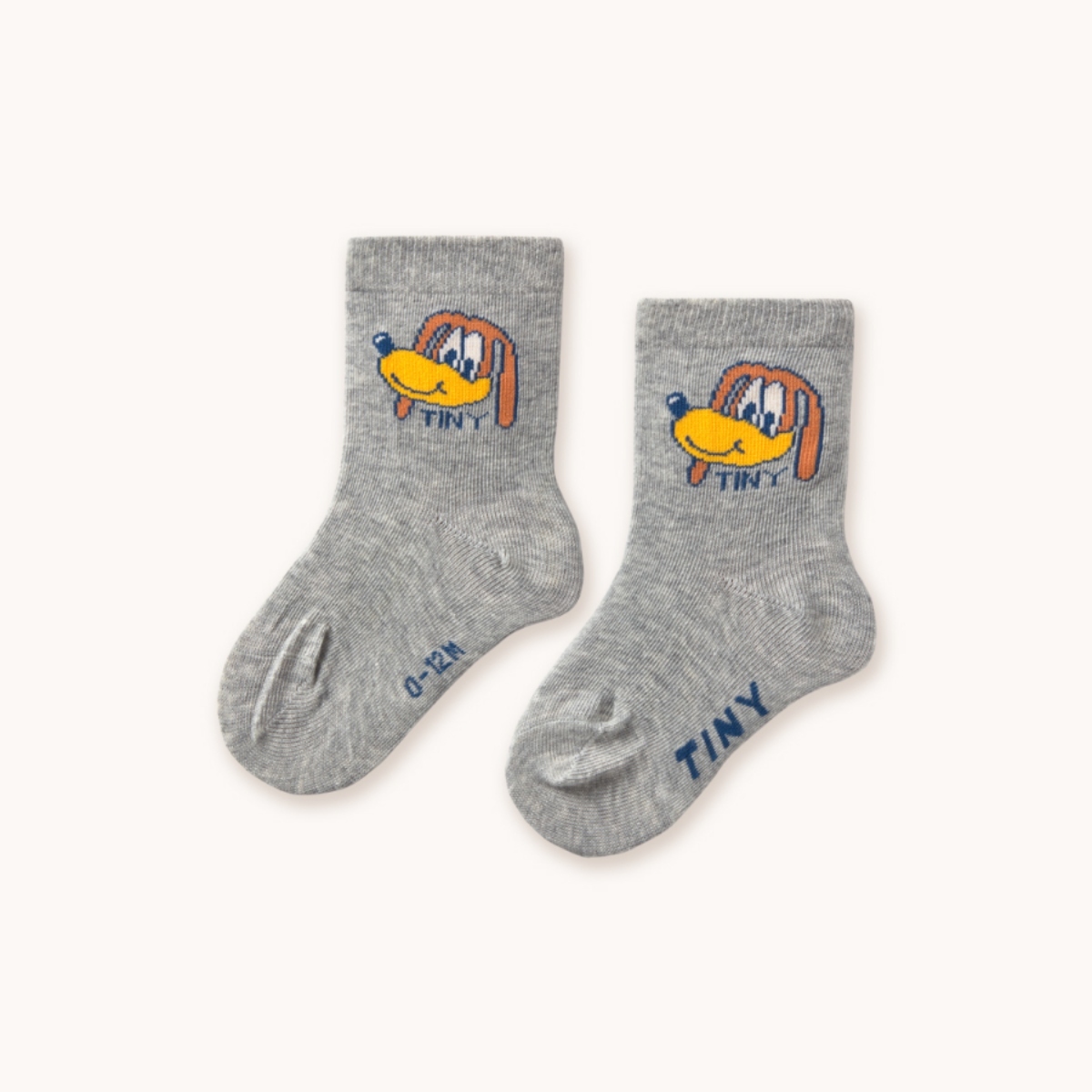 TINYCOTTONS 寶寶俏皮小狗中筒襪 DOG MEDIUM SOCKS - medium grey heather