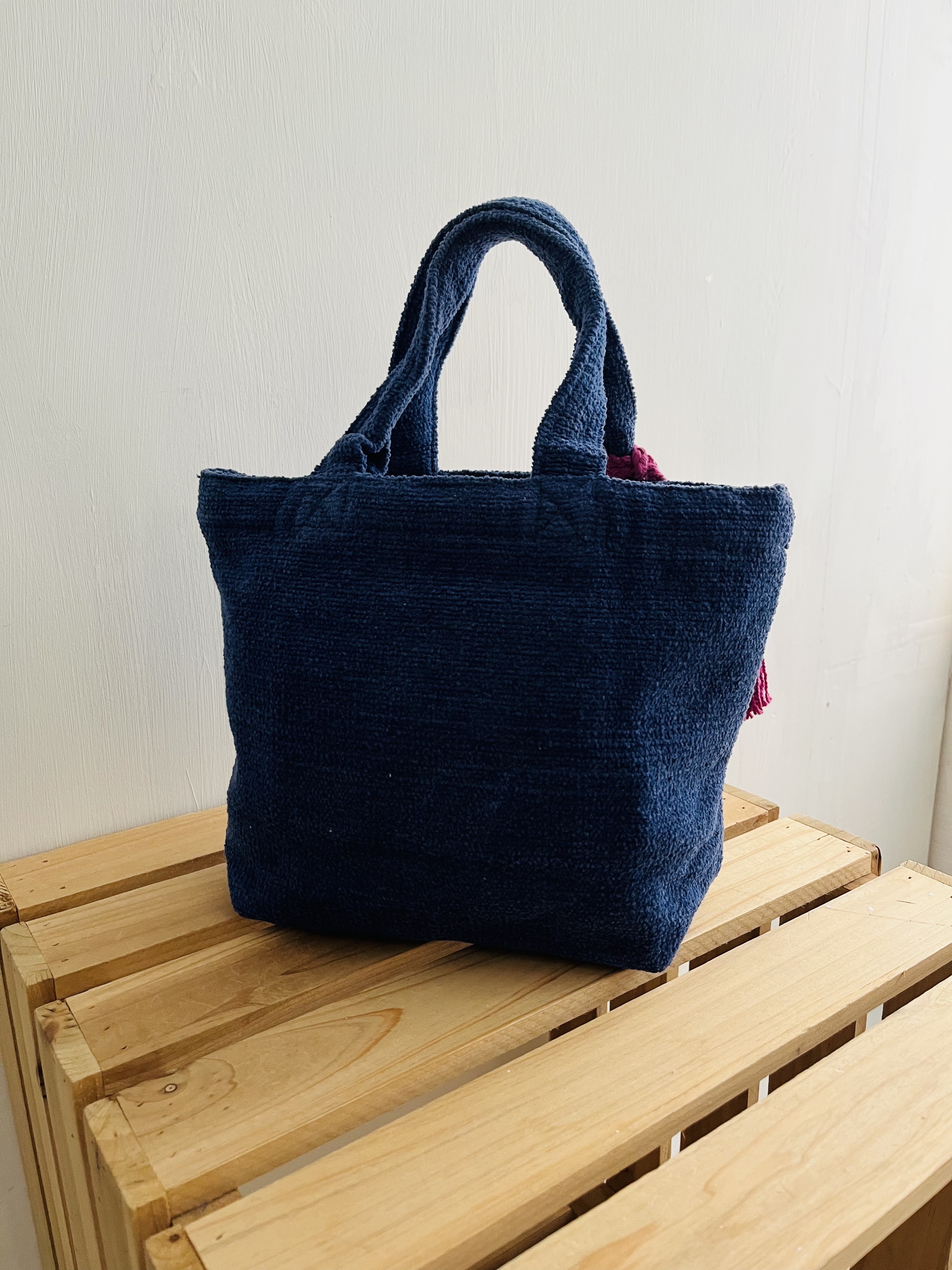 藍色立體字手挽袋