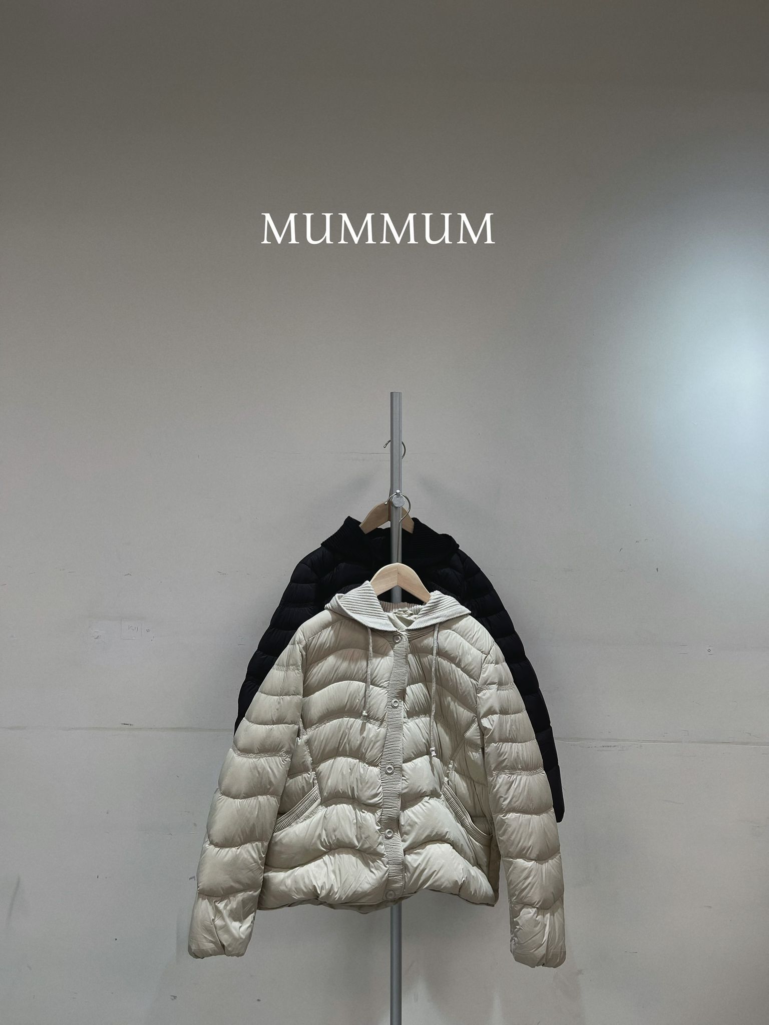 0212862a/波浪紋針織帽羽絨外套 44/44/25