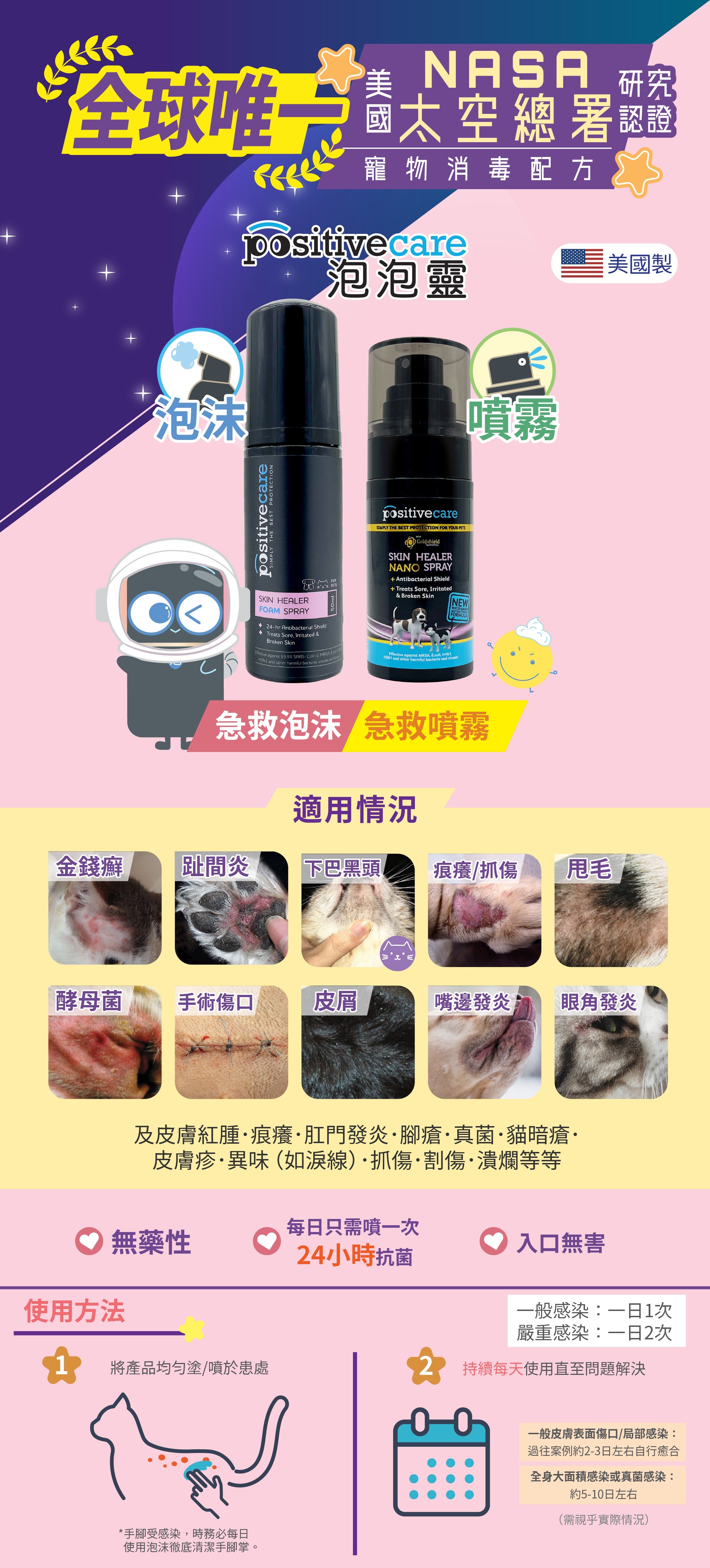 *全新噴頭裝* Positive Care 寵物泡泡靈 - 急救噴霧 50ml