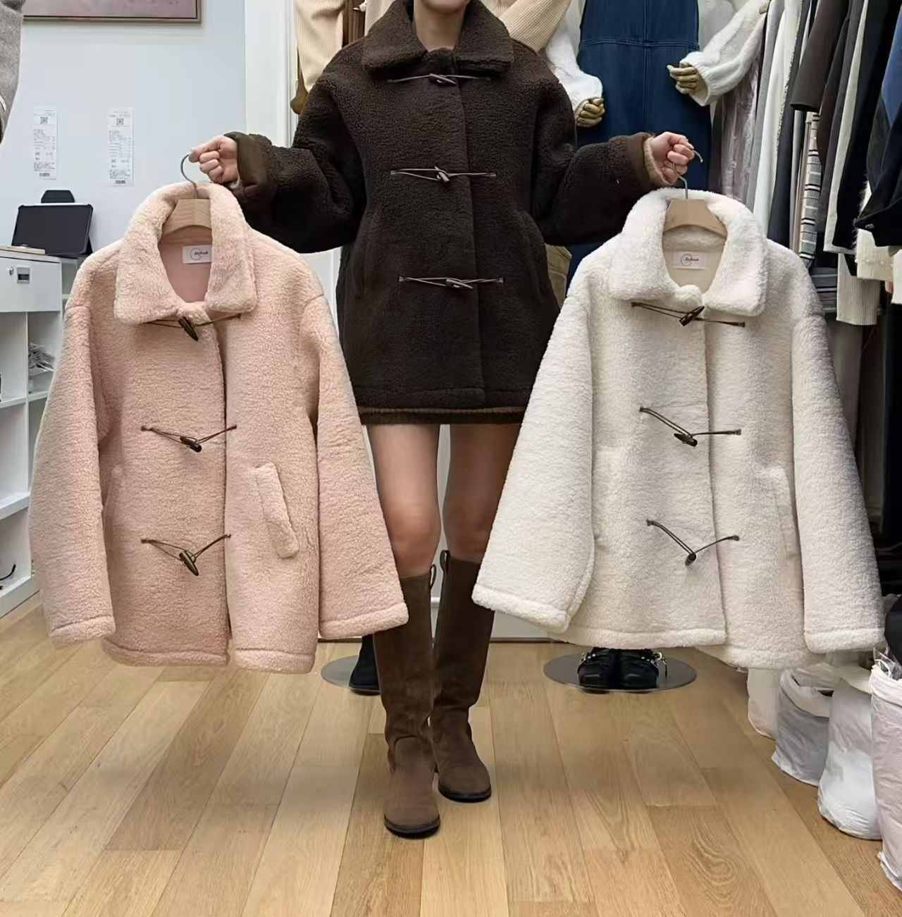 RF5248 可愛年糕扣熊熊毛外套