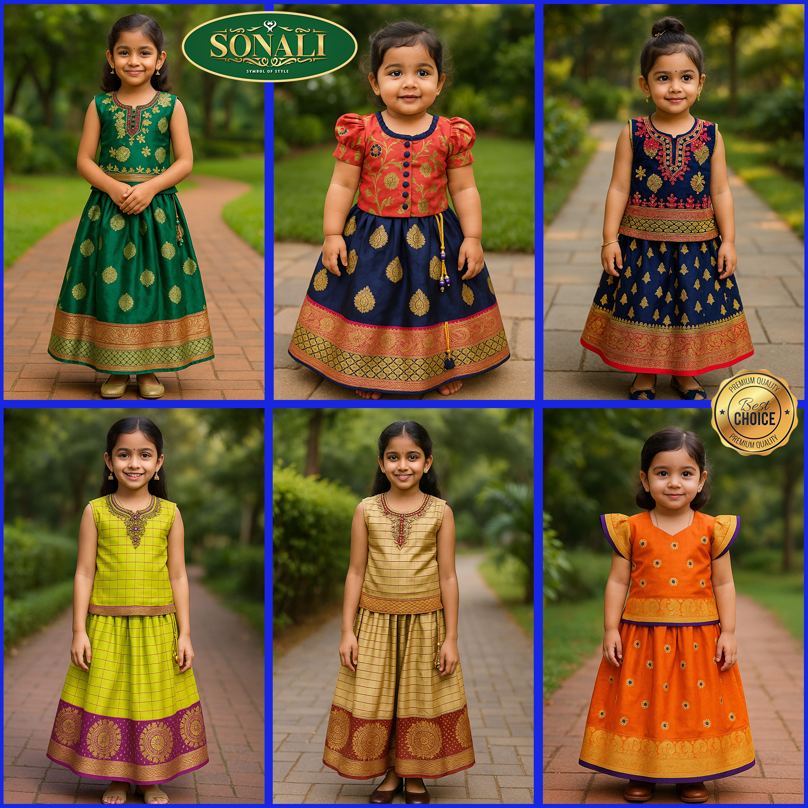 Sonali Kid's Top  Floral Skirt Set / Indian Traditional Pavadai Suit For Kids