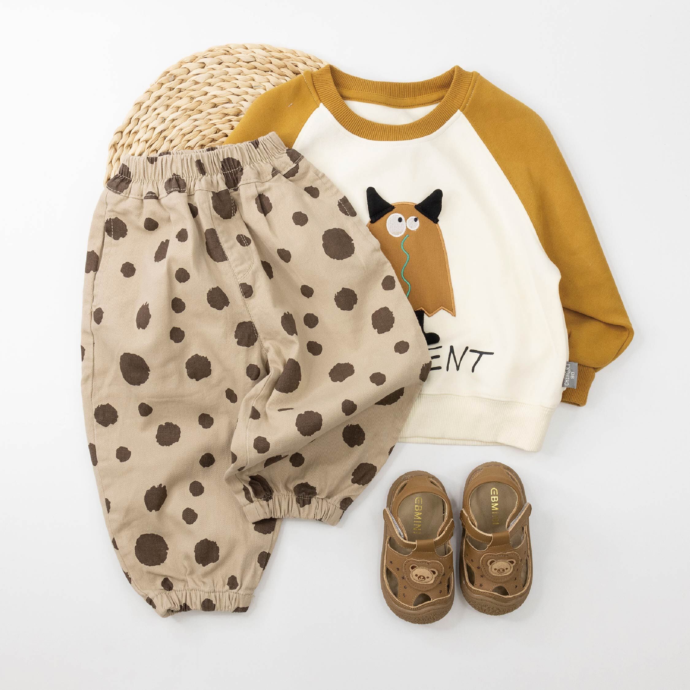 【H35642】日系不規則圓圈縮口褲