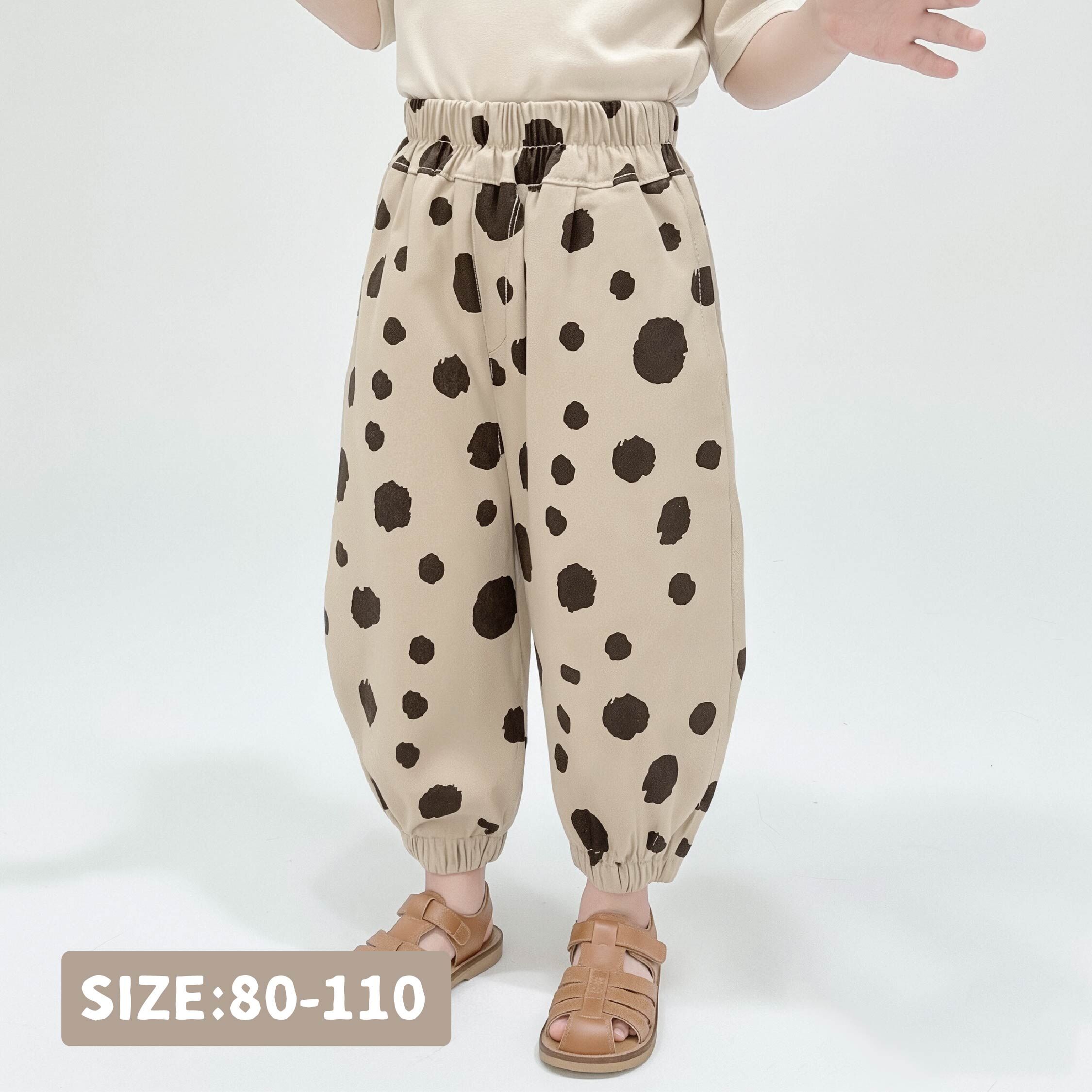 【H35642】日系不規則圓圈縮口褲