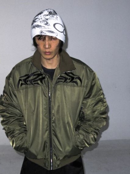 PCCVISION 3MAN0N 綠色圖騰MA1 刺繡大口袋寬鬆飛行夾克