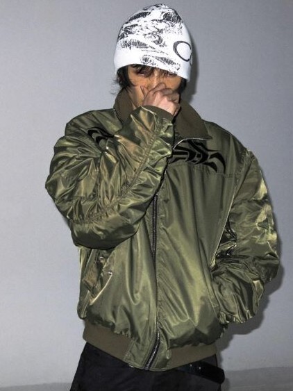 PCCVISION 3MAN0N 綠色圖騰MA1 刺繡大口袋寬鬆飛行夾克