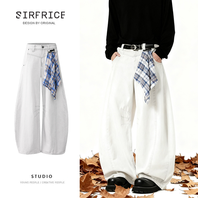 格巾彎刀水洗牛仔褲