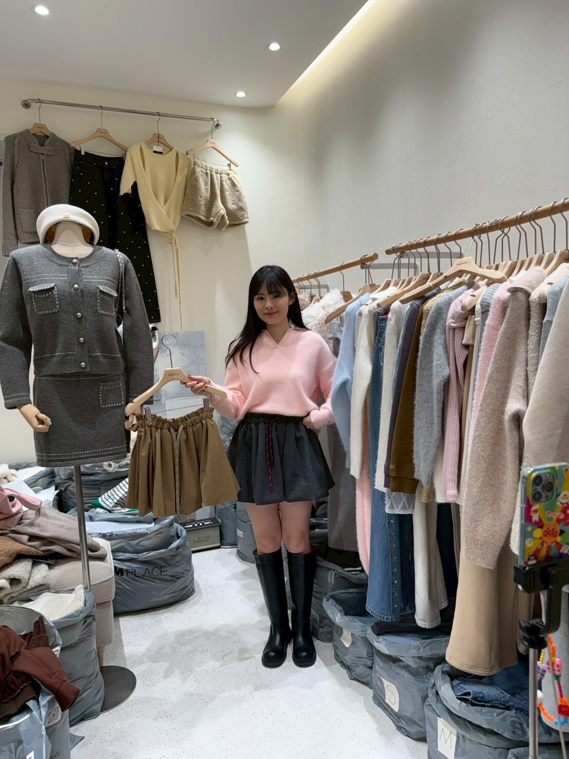 ME5220 抽繩腰帶南瓜迷你裙