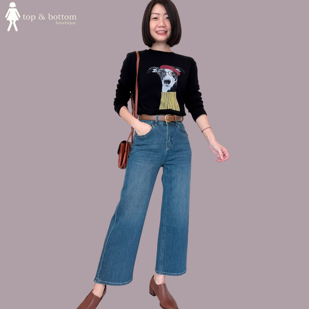 LONG SLEEVE "DOGGIE" PRINTED CROP TEE