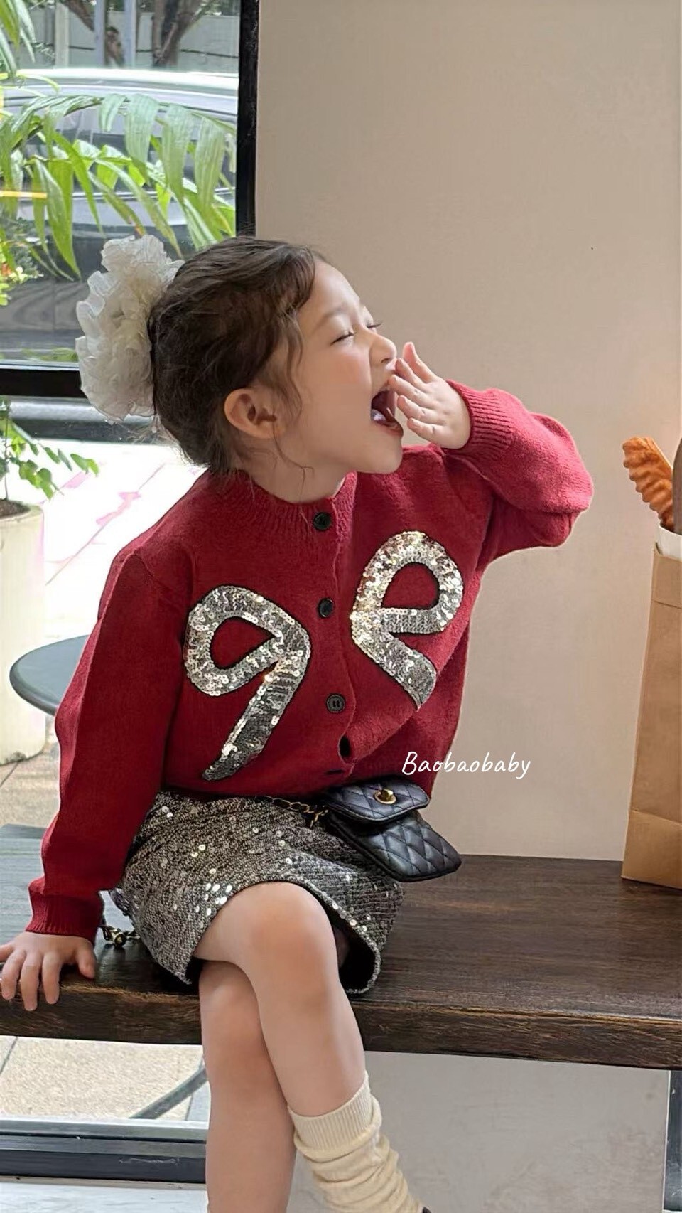 小名媛亮片蝴蝶結外套