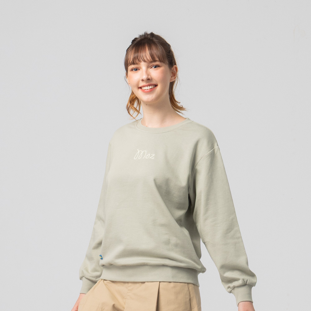 毛巾繡 駝鹿洞洞鞋旅行 100%純棉 大學T-橄欖綠(亞洲版) 女款