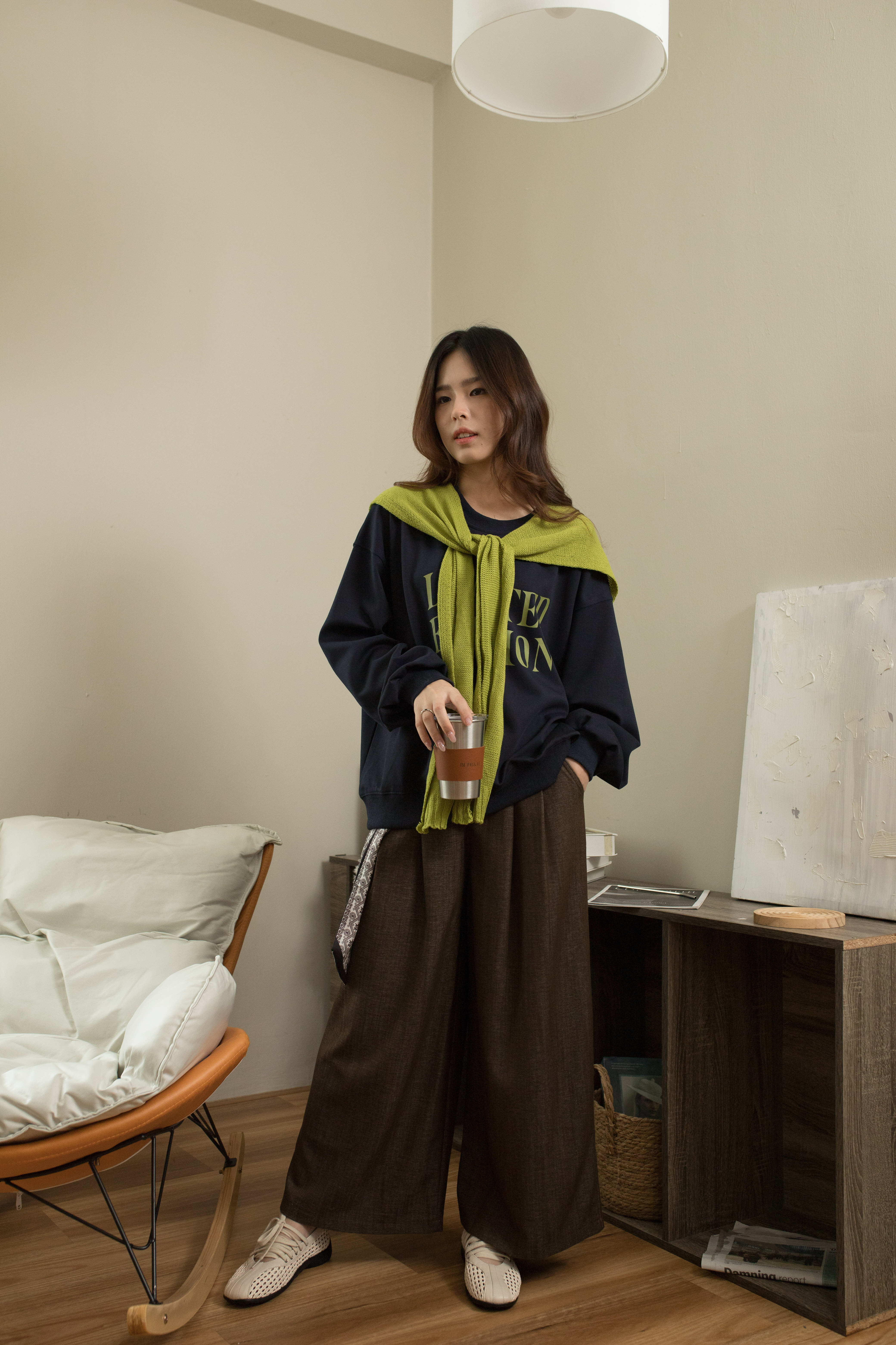 Clefo Relaxed Sweatshirt Navy -2553BLNAV ( Not include scarf )