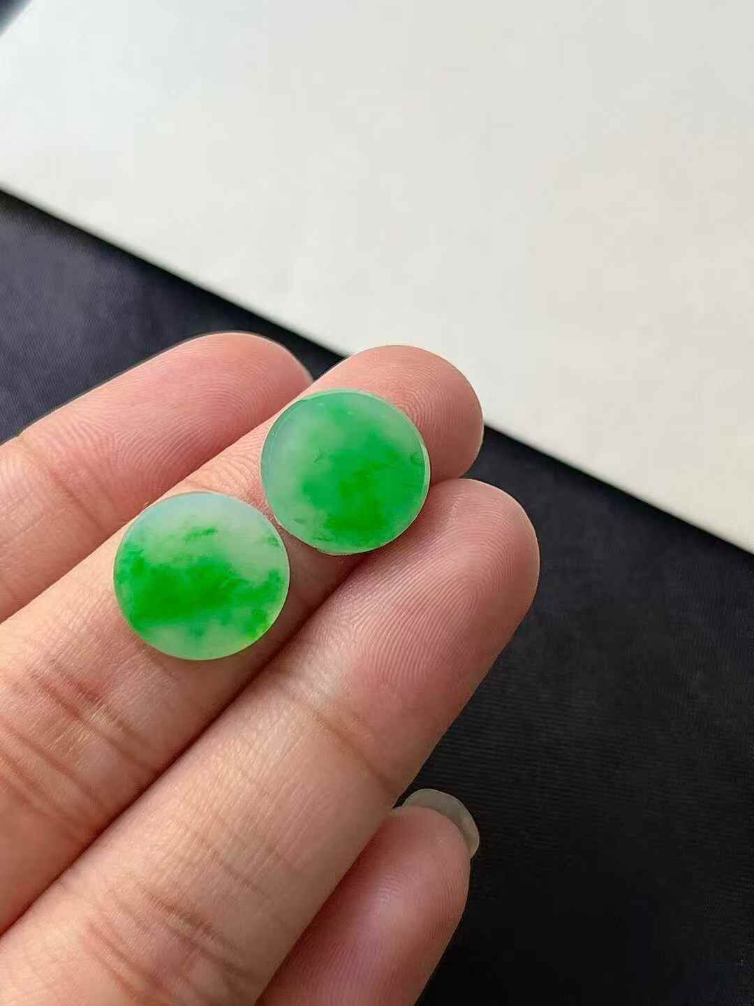 翡翠平錢一對,天然翡翠A玉, 緬甸玉, Jade, Jadeite