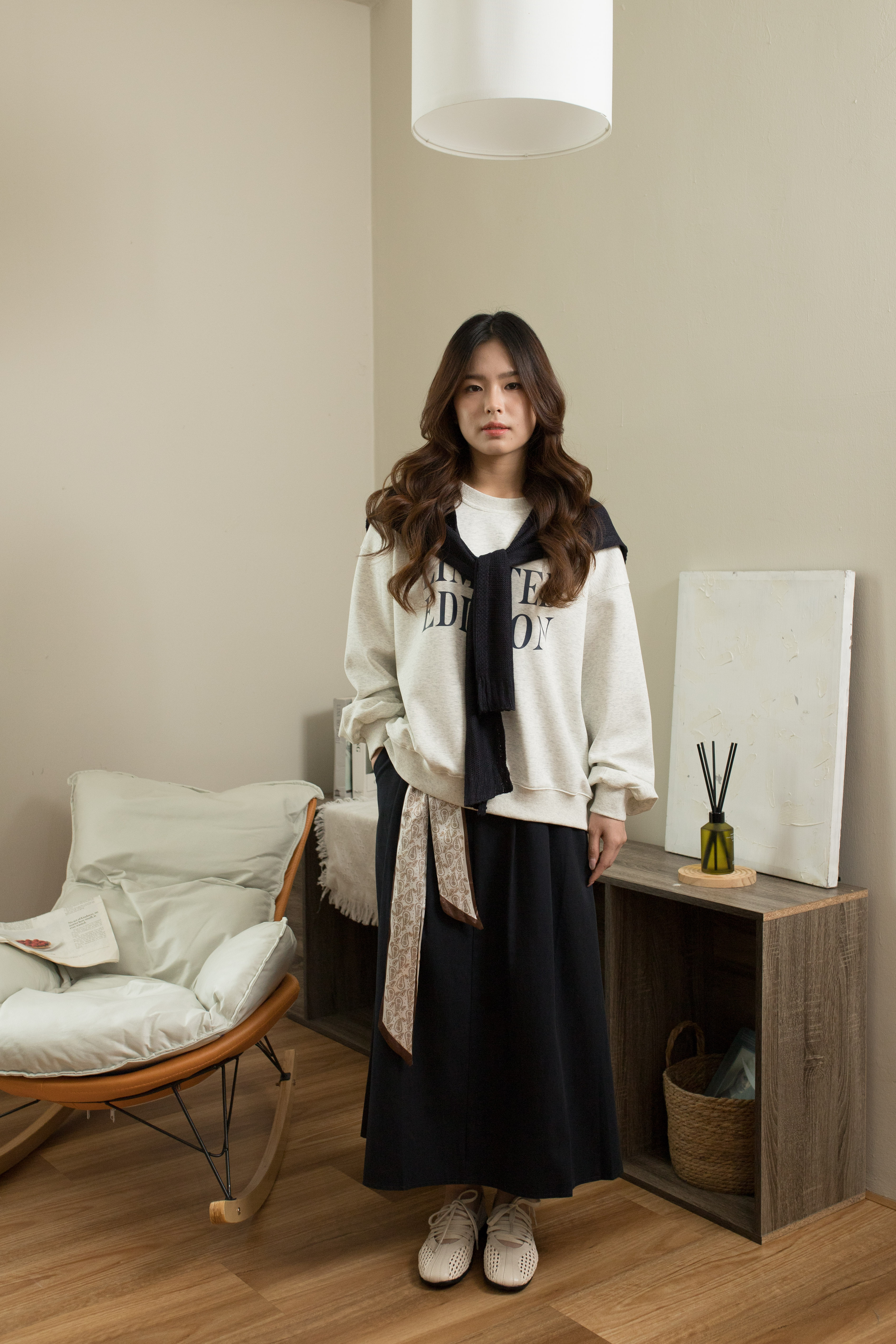 Clefo Relaxed Sweatshirt Grey -2553BLGRY  ( Not include scarf )