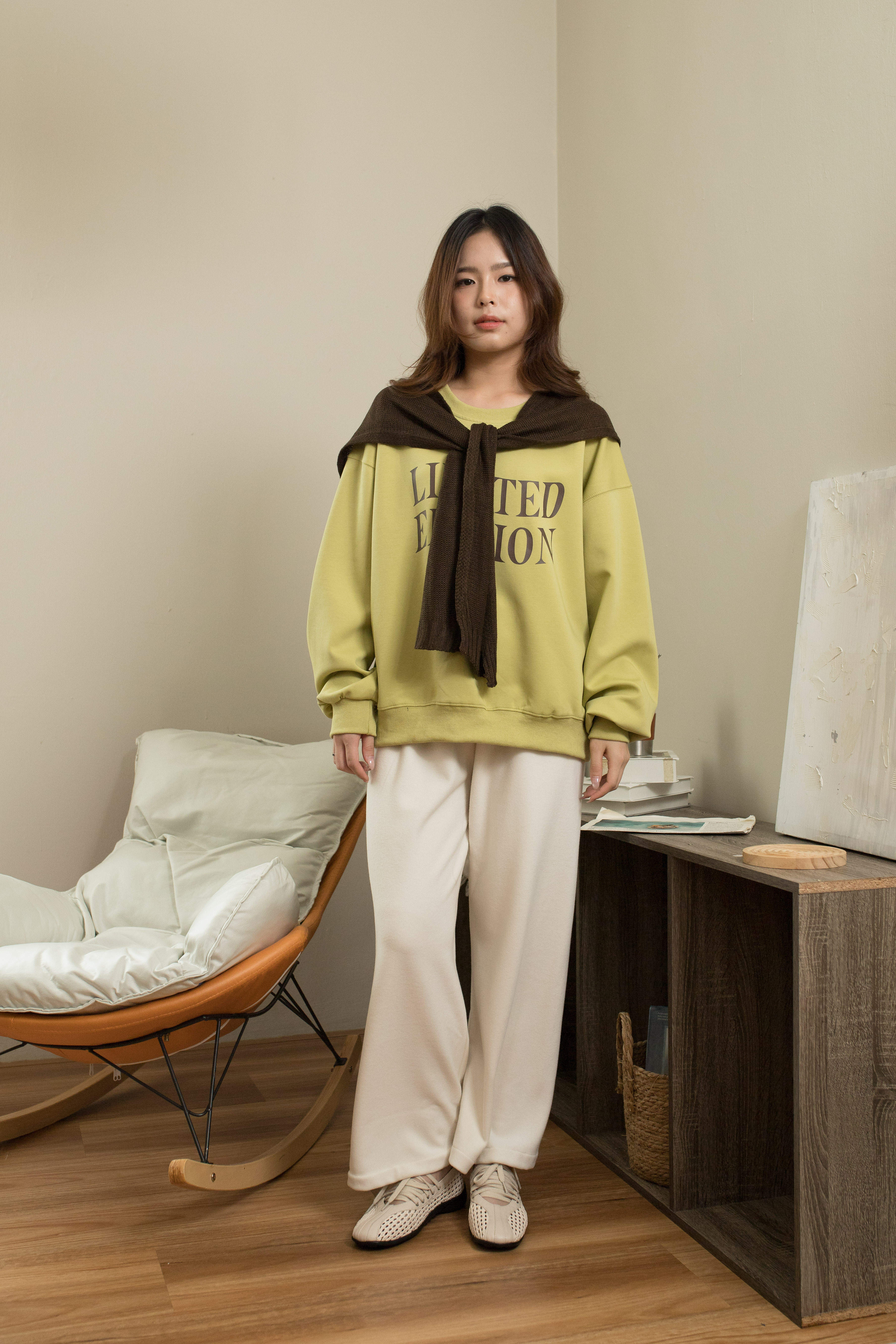 Clefo Relaxed Sweatshirt Green -2553BLGRN  ( Not include scarf )