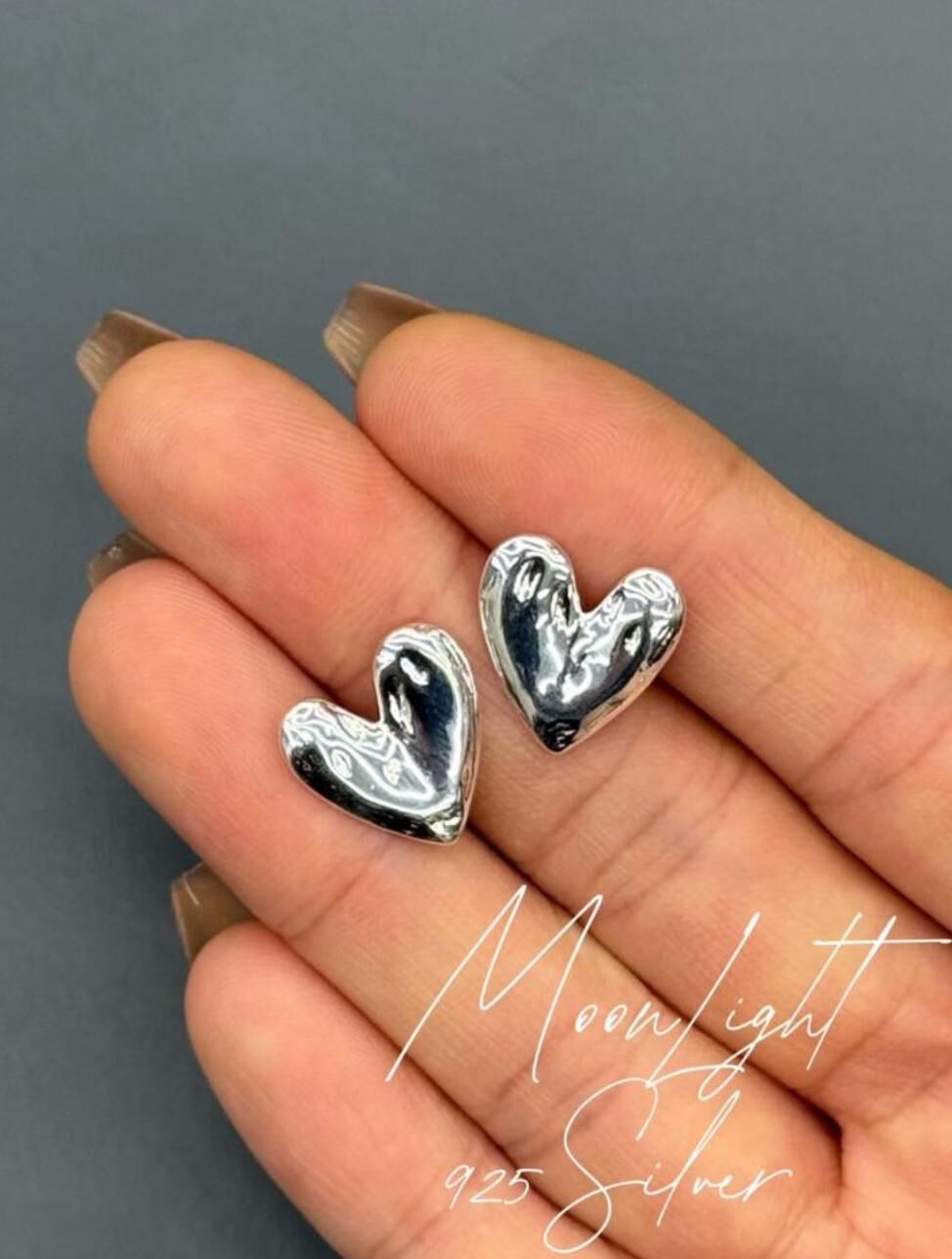 (5190) 925純銀心形耳環