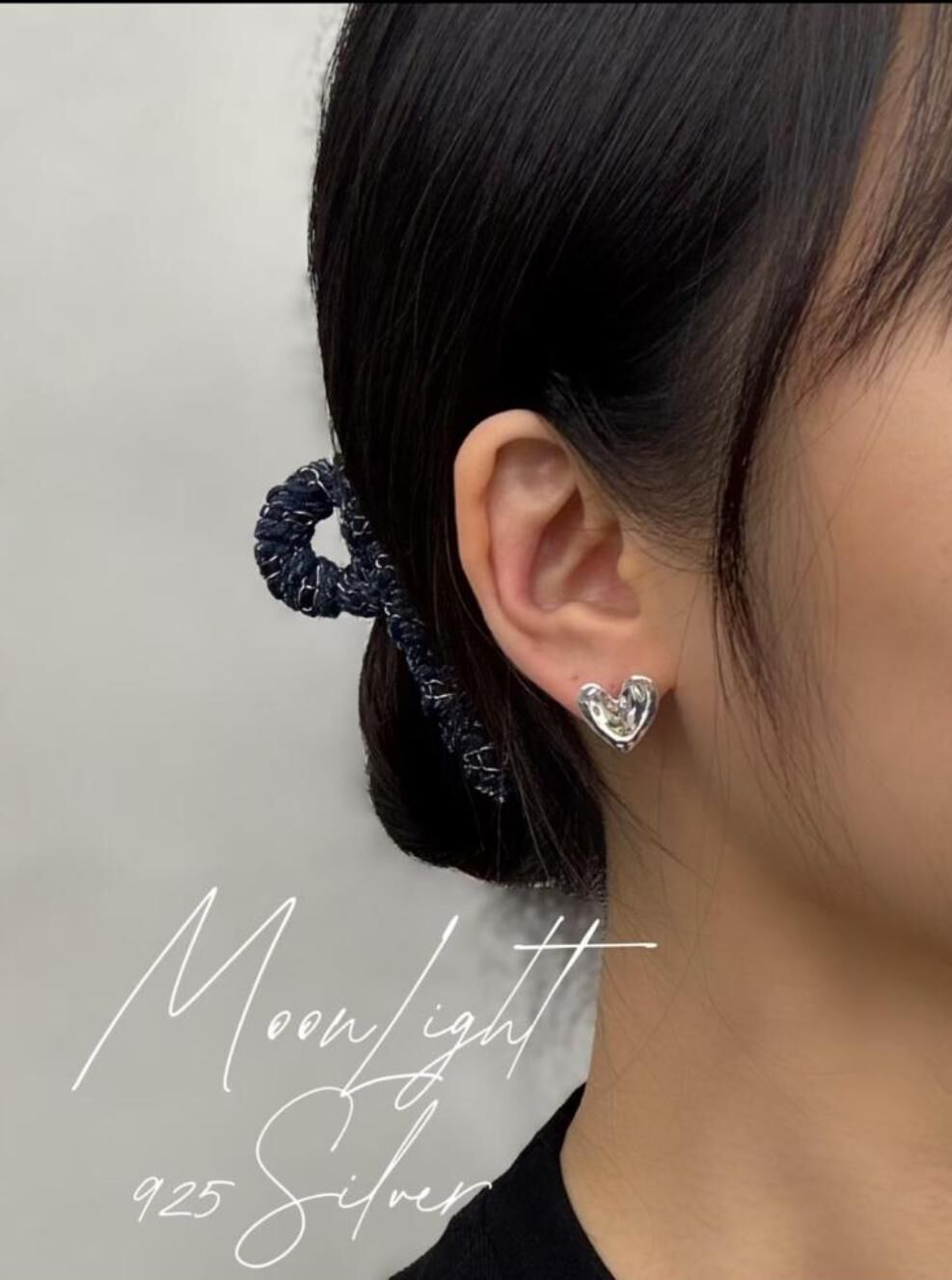 (5190) 925純銀心形耳環