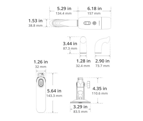 LOVENSE - Spinel 可APP控推撞抽插加熱式按摩棒+手持/吸啜底盤