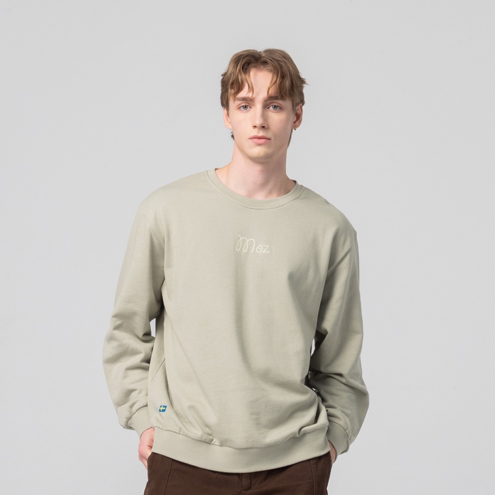 毛巾繡 駝鹿洞洞鞋旅行 100%純棉 大學T-橄欖綠(亞洲版) 男款