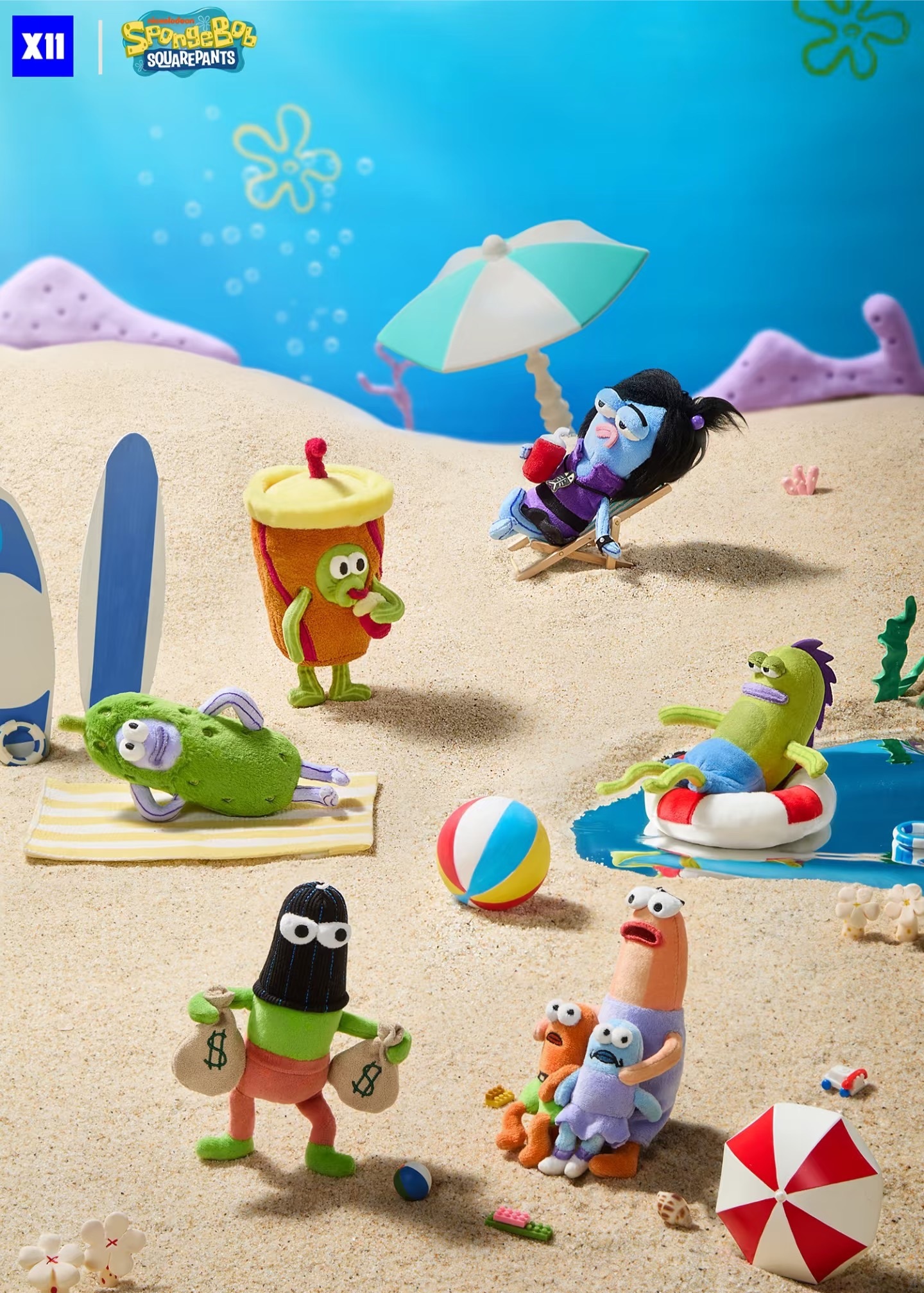 KTQ STORE ‧ X11 SPACE x 海綿寶寶 比奇堡居民的一天系列 毛绒公仔 盲盒系列