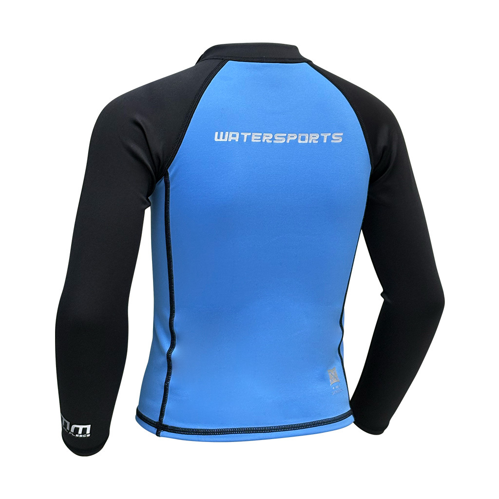 1mm 兒童四向拉伸抓毛游泳保暖上衣 - 藍/黑