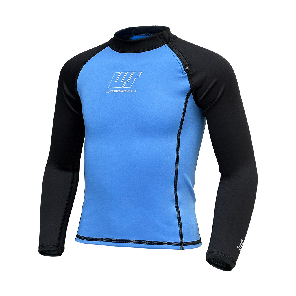 1mm 兒童四向拉伸抓毛游泳保暖上衣 - 藍/黑