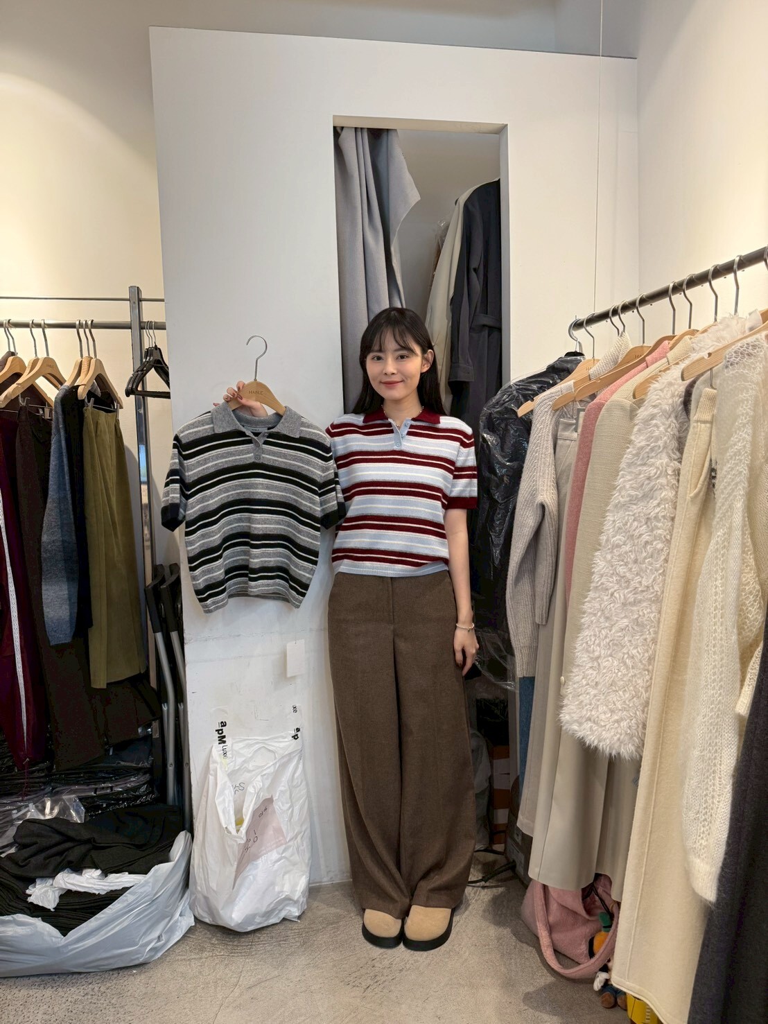 HA5213 條紋Polo針織上衣