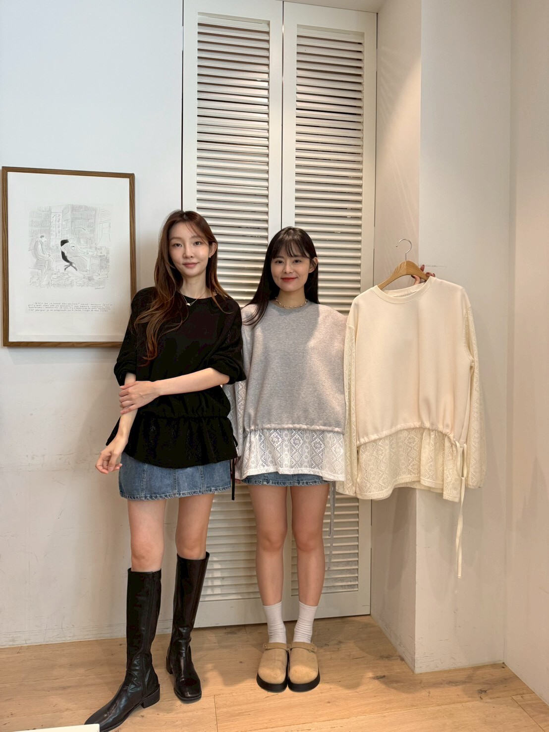 FA5213 棉質蕾絲假兩件上衣