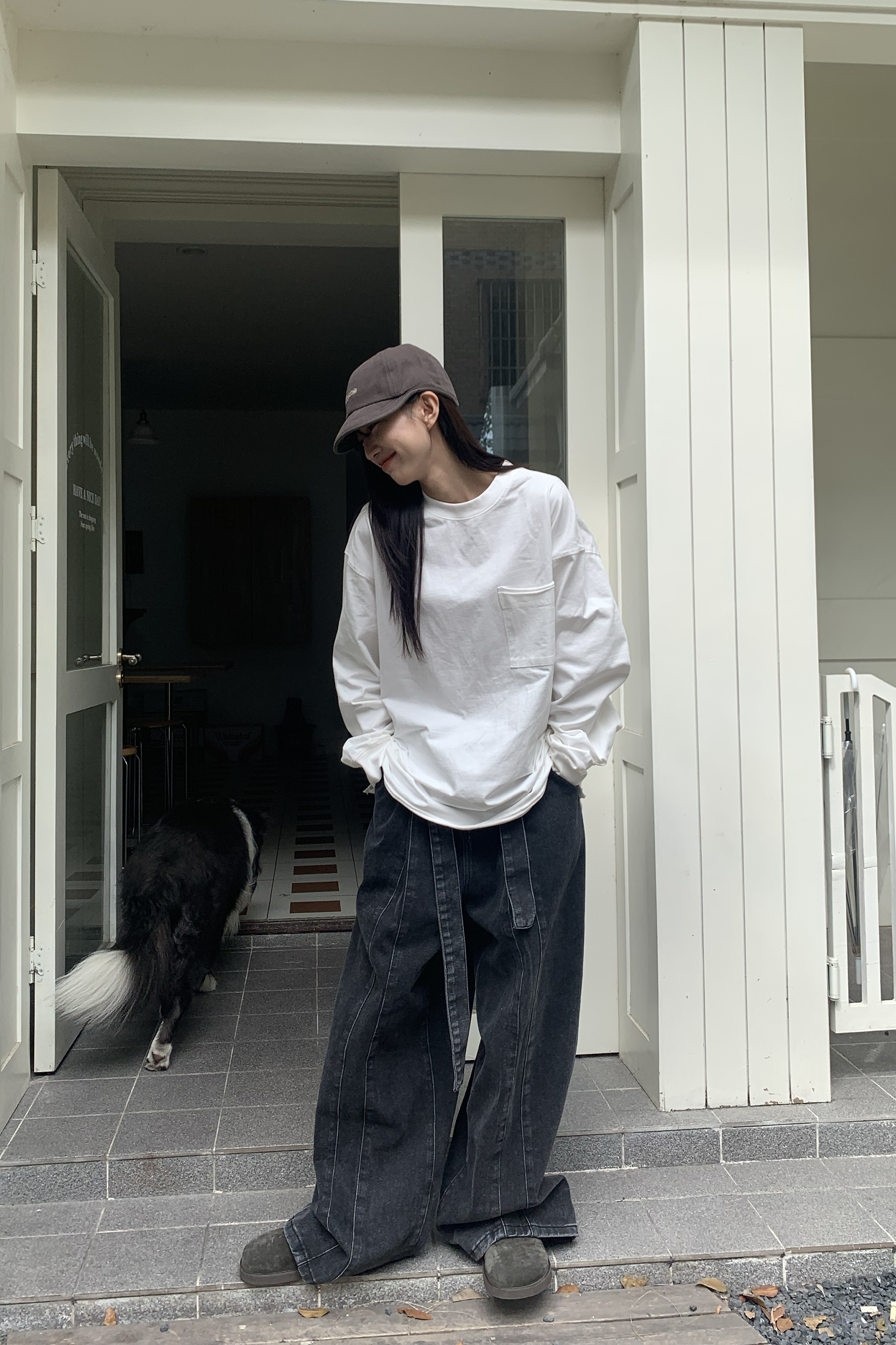 車線修長綁帶牛仔褲 2色