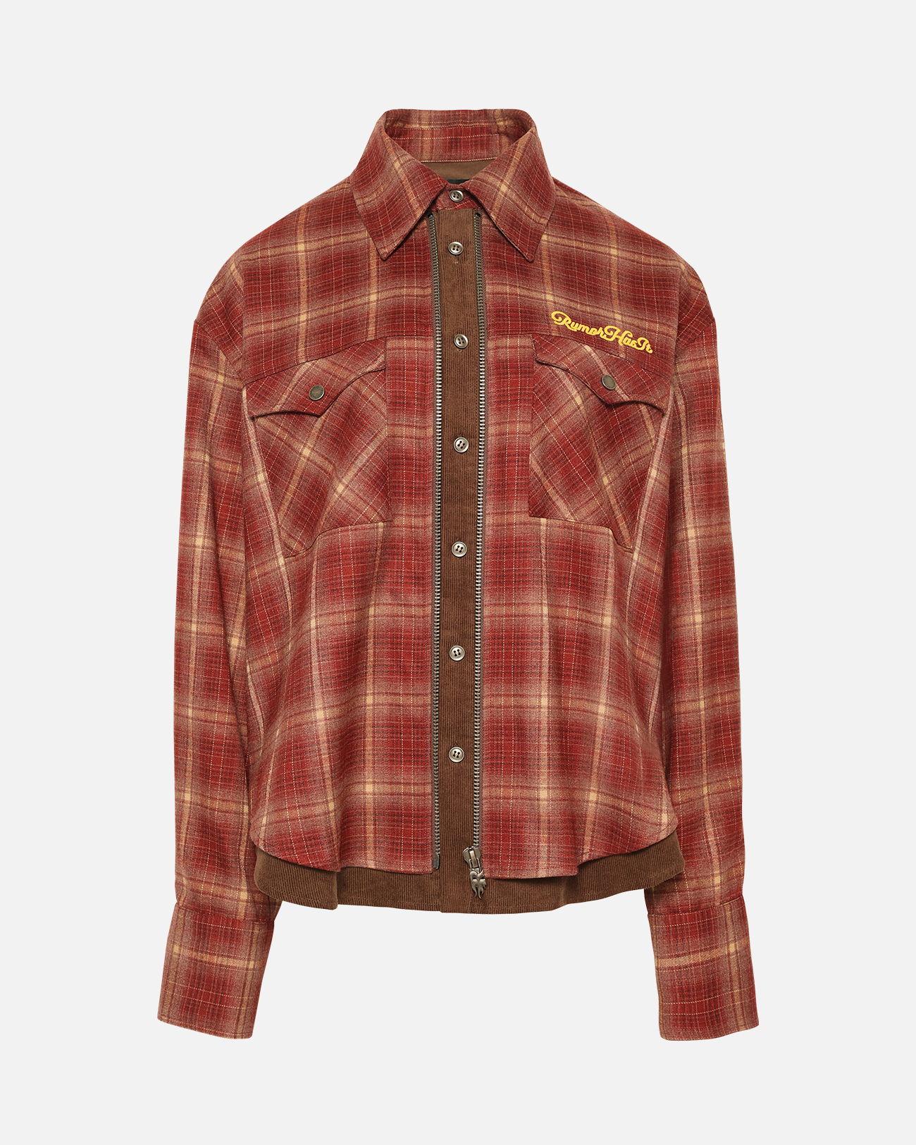 Burnt Check Zip Shacket