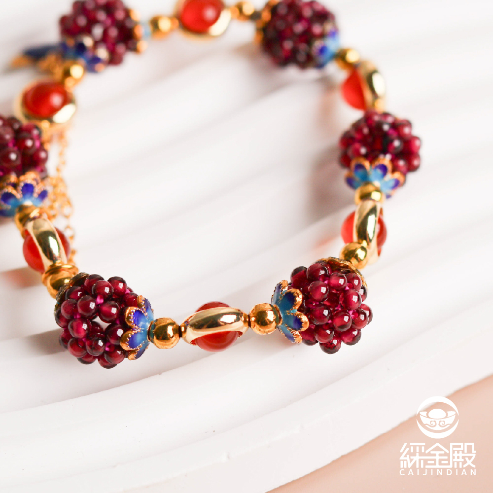 石榴石水晶能量手珠｜求好孕｜生命活力｜緩解壓力｜自信氣場｜紅瑪瑙【綵金殿】