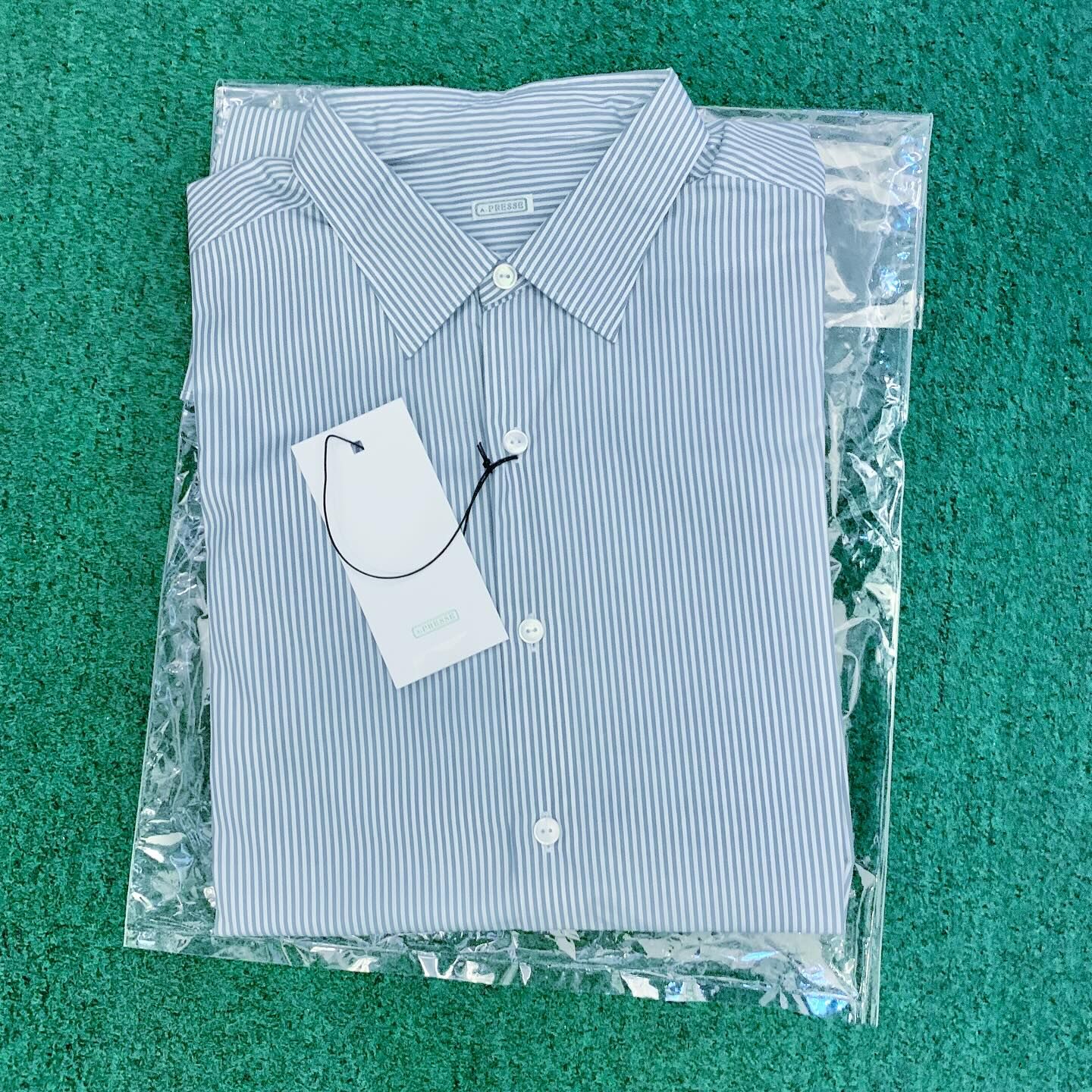 A.PRESSE PULLOVER GRANPA STRIPE SHIRT L/S - BLUE