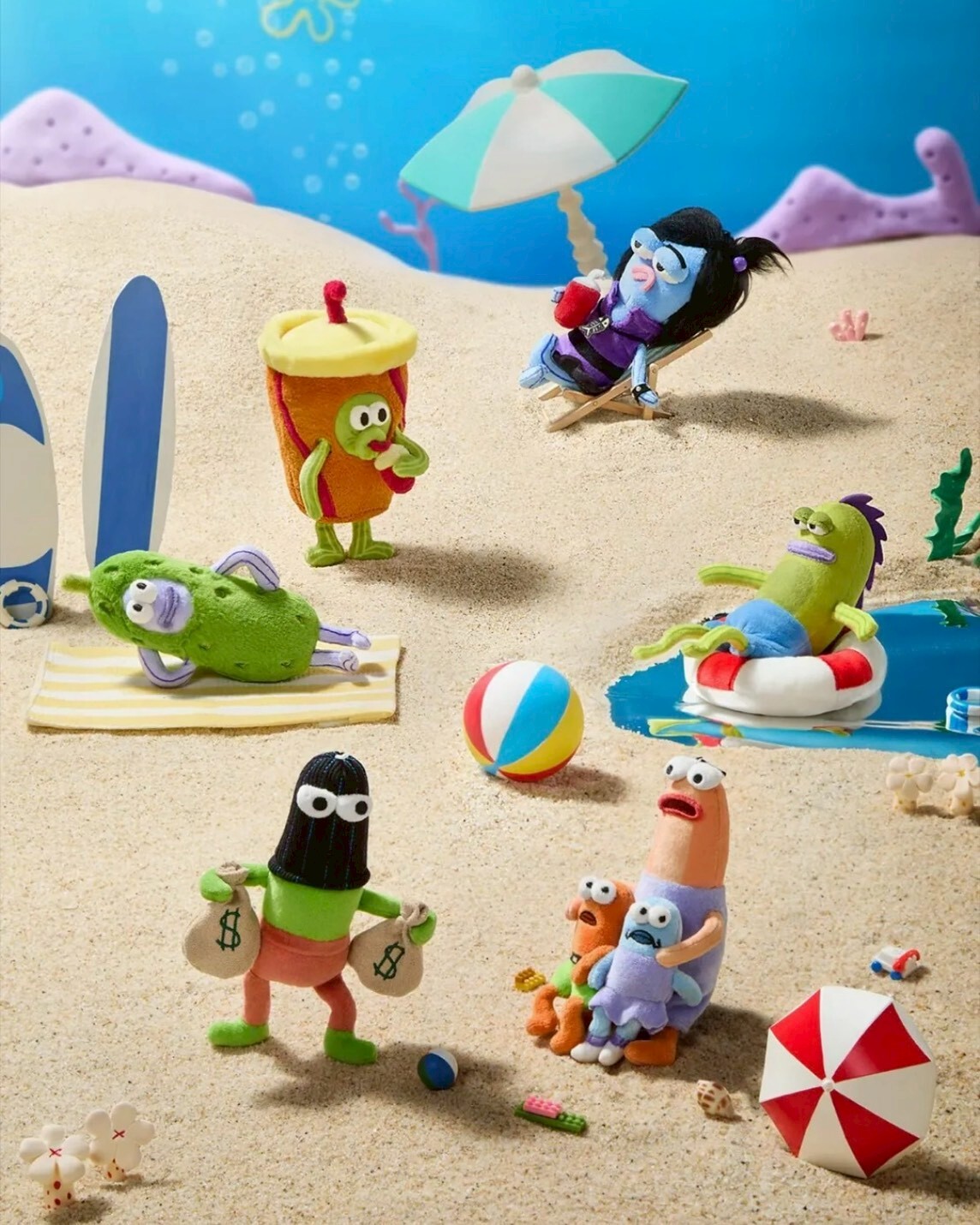 <正版授權>海綿寶寶 比奇堡居民的一天 系列 盲盒 路人魚 毛絨 吊飾 共6款