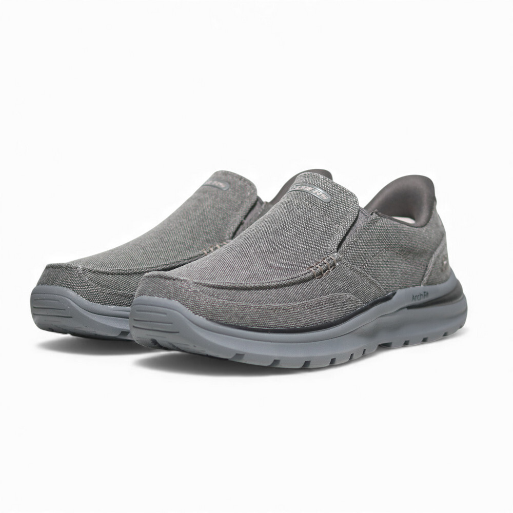 SKECHERS 休閒鞋 ARCH FIT 灰 足弓 瞬穿 帆船鞋 懶人鞋 男 205490CHAR