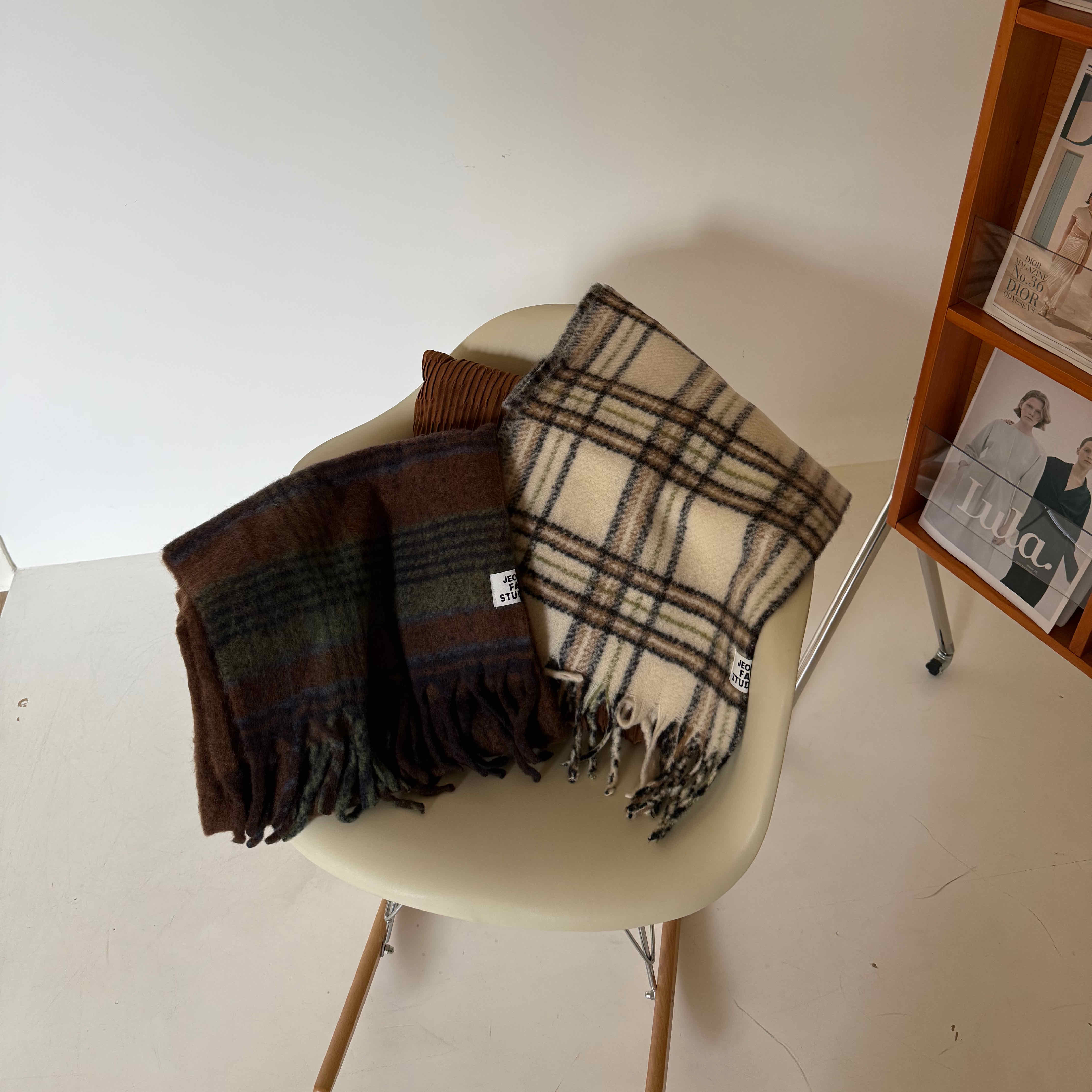 🇰🇷森林系流蘇格紋圍巾｜2 color