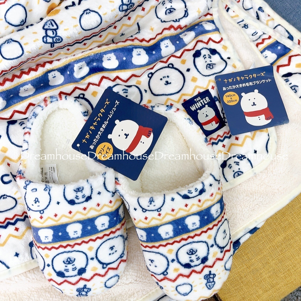 ツッコミくま 自我吐槽的白熊 自嘲熊 吐嘲白熊 冬季柔軟大毛毯 溫暖毛毯 毯子 棉被 室內拖 拖鞋