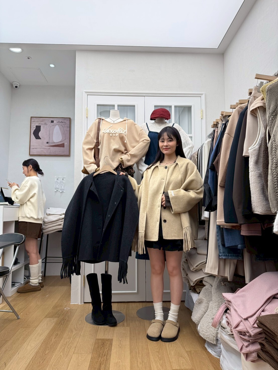 RF5241 連帽圍巾混毛外套