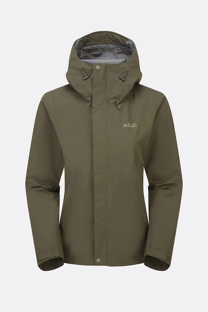 Rab Downpour Waterproof Jacket 女款防風防水連帽外套 軍綠 QWI-07-ARM [HappyOutdoor]