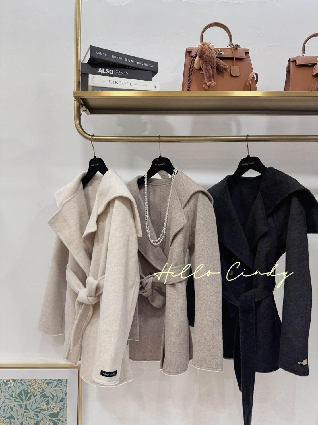 B11079 超甜美35 %羊毛翻領綁帶大衣