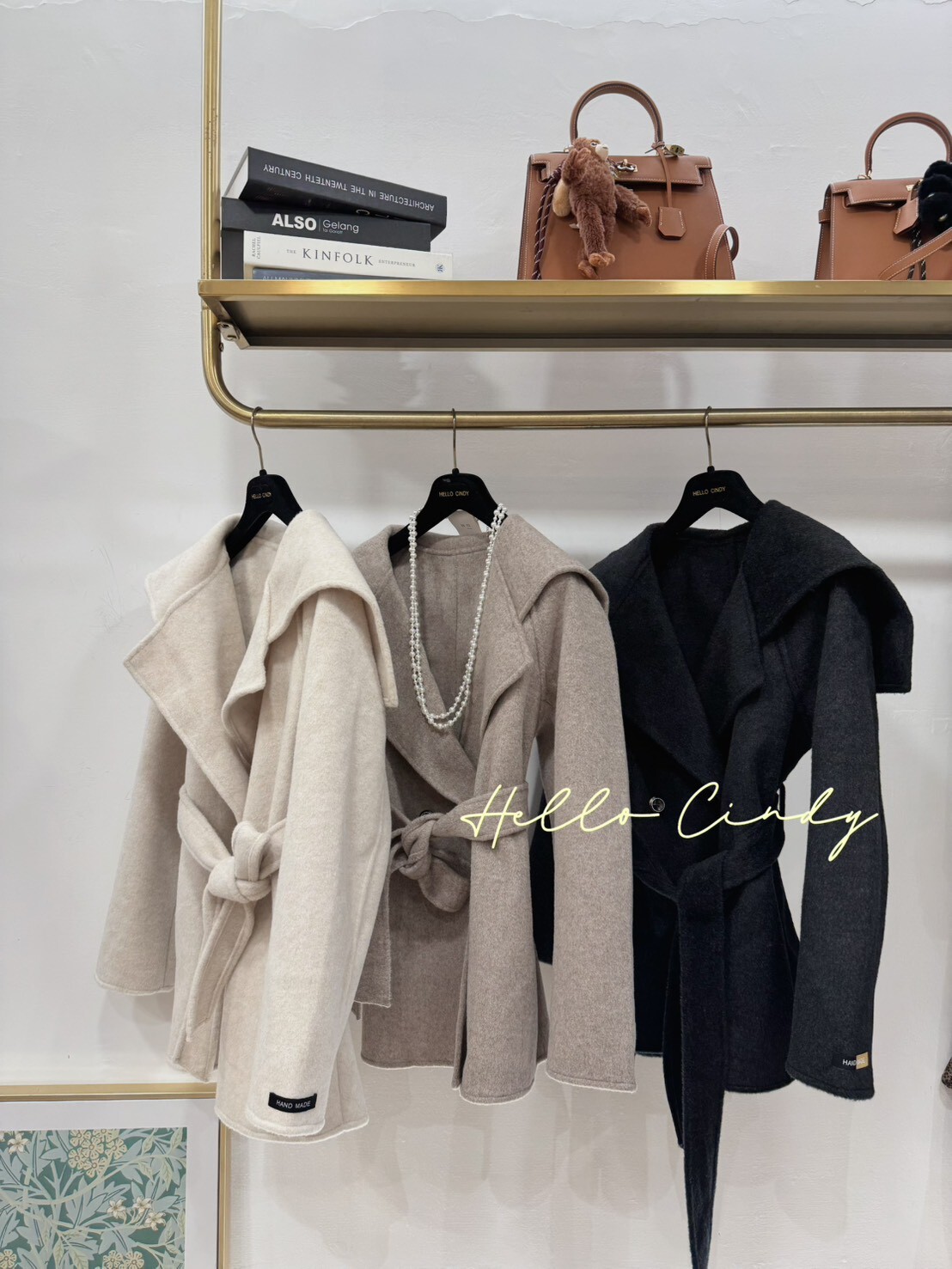 B11079 超甜美35 %羊毛翻領綁帶大衣