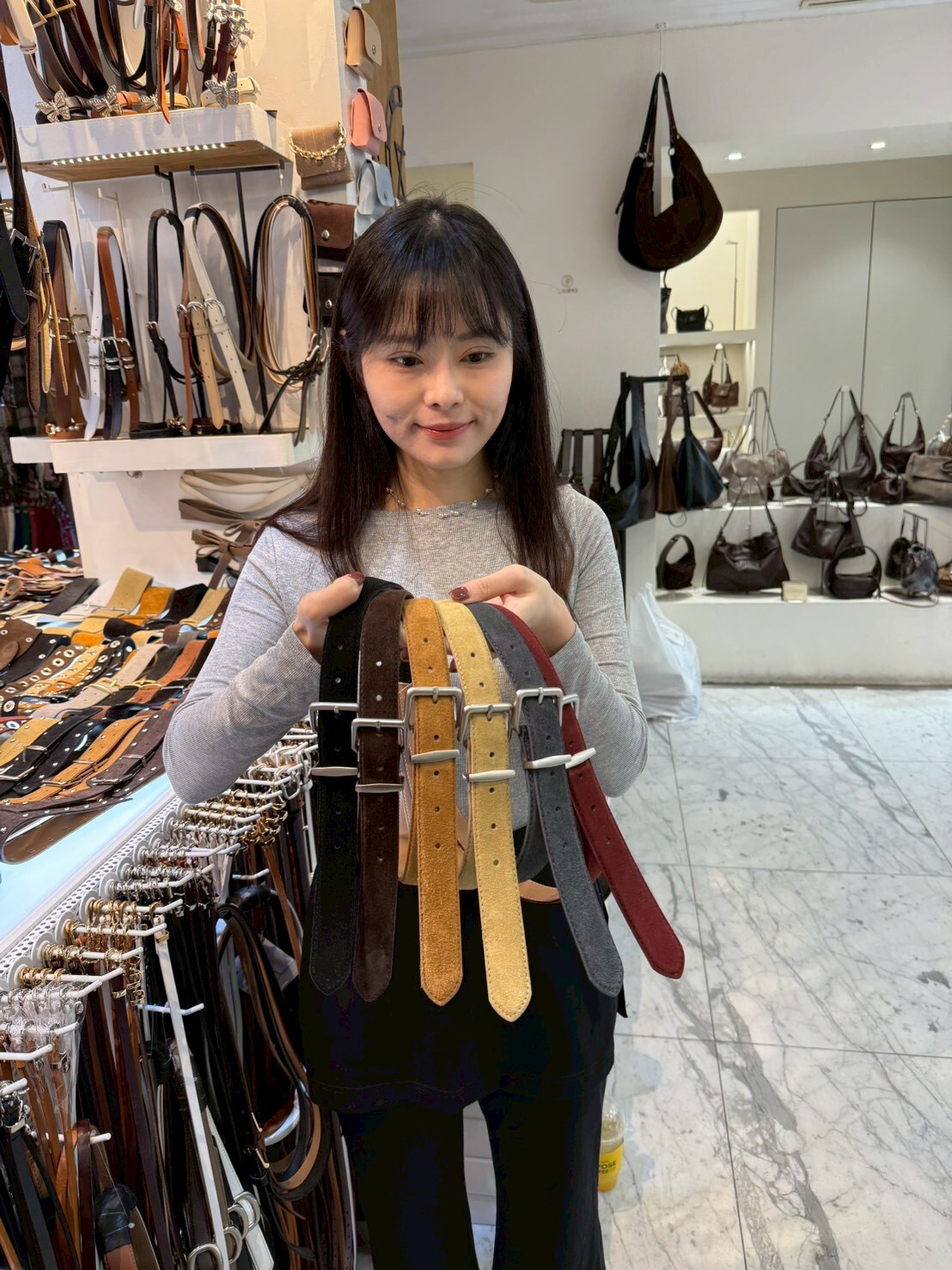 BT5103 銀色扣氣質款🔥義大利牛皮麂皮腰帶（寬3cm）