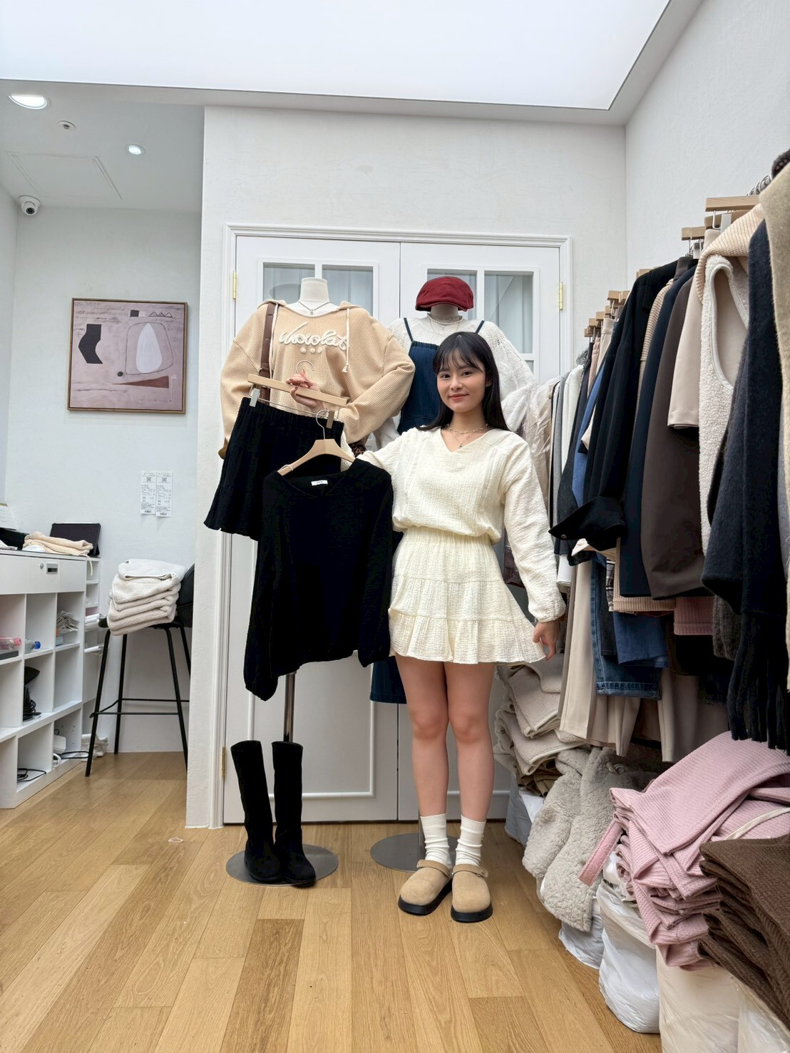 RF5209 V領花邊點點薄身上衣