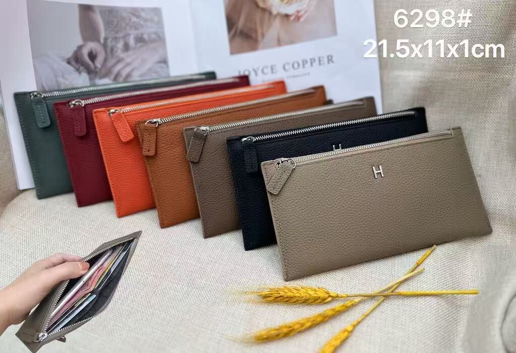 6298【超薄拉鏈牛皮長夾】