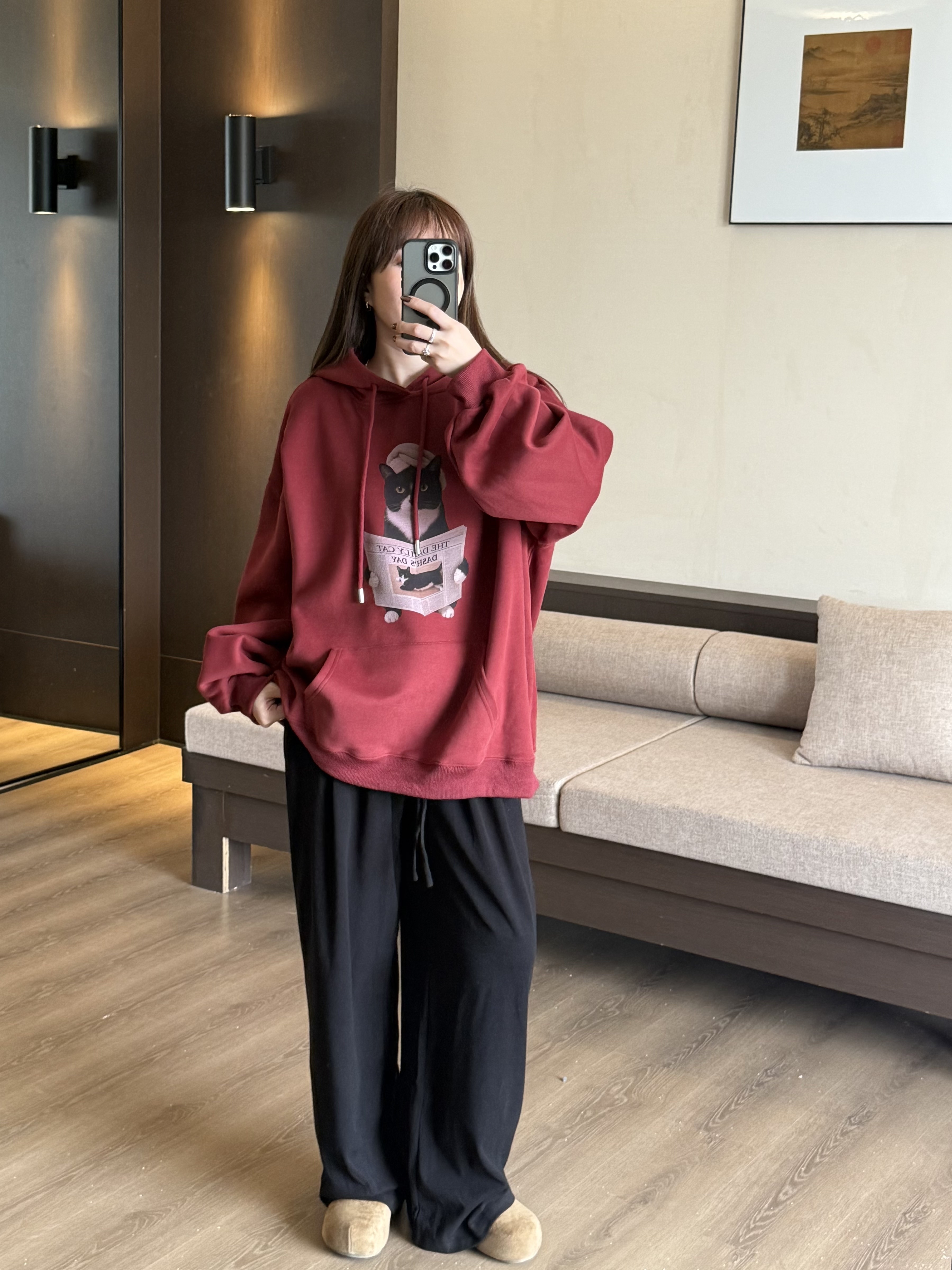 乳牛貓複合式oversize帽Ｔ