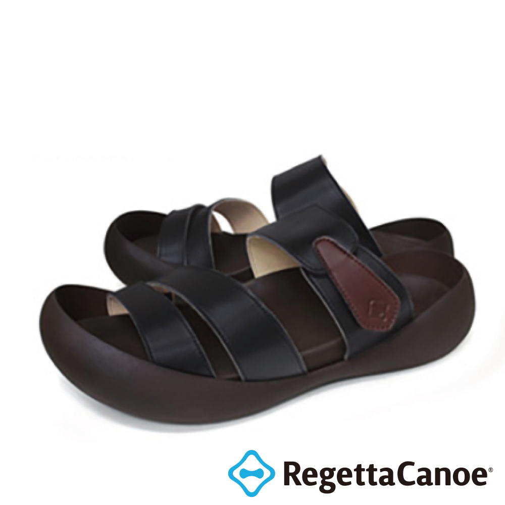 大阪樂步健康鞋 RegettaCanoe -經典三條帶魔鬼氈涼鞋CJMB2500A(BLK-黑色)