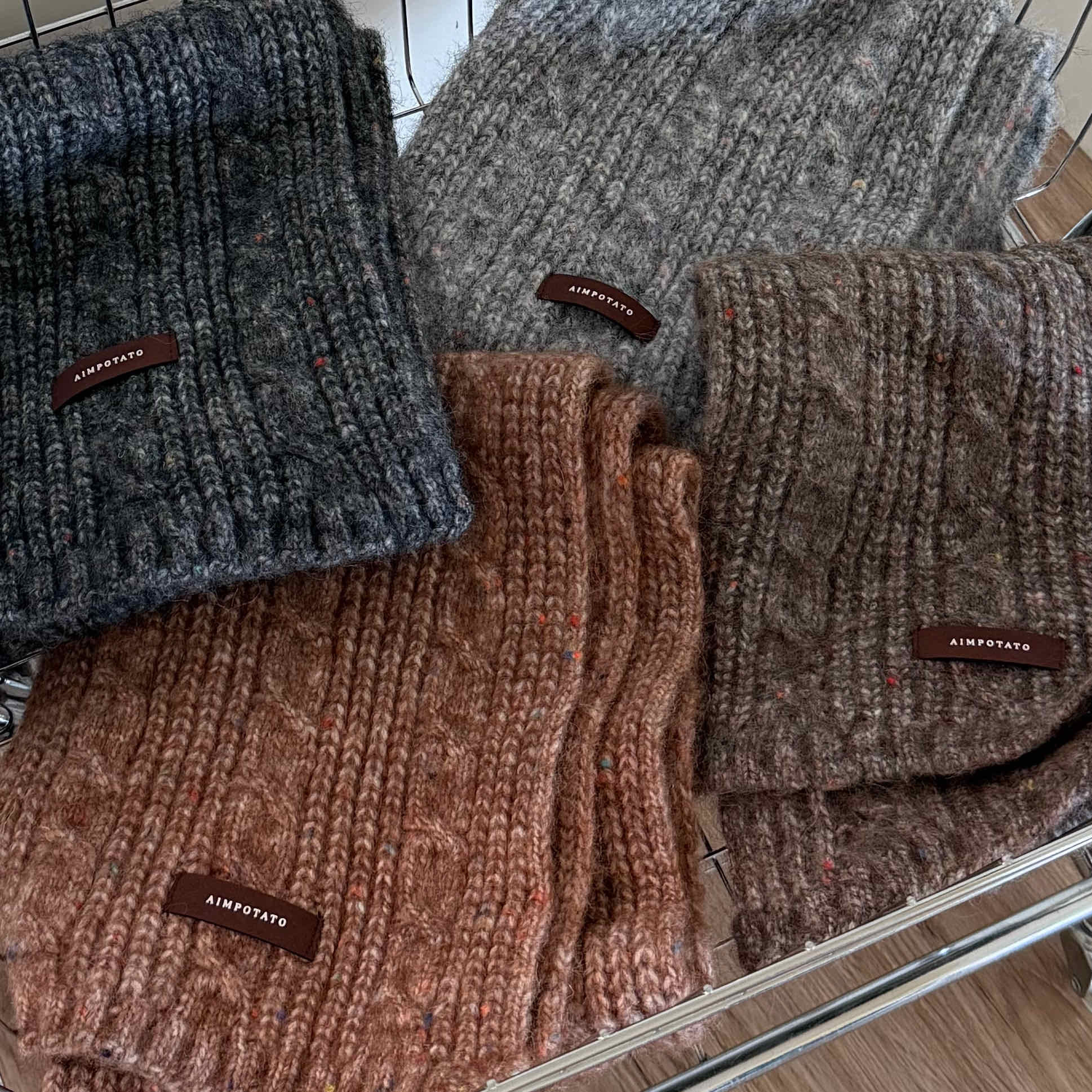 🇰🇷彩色小顆粒麻花圍巾｜4 color