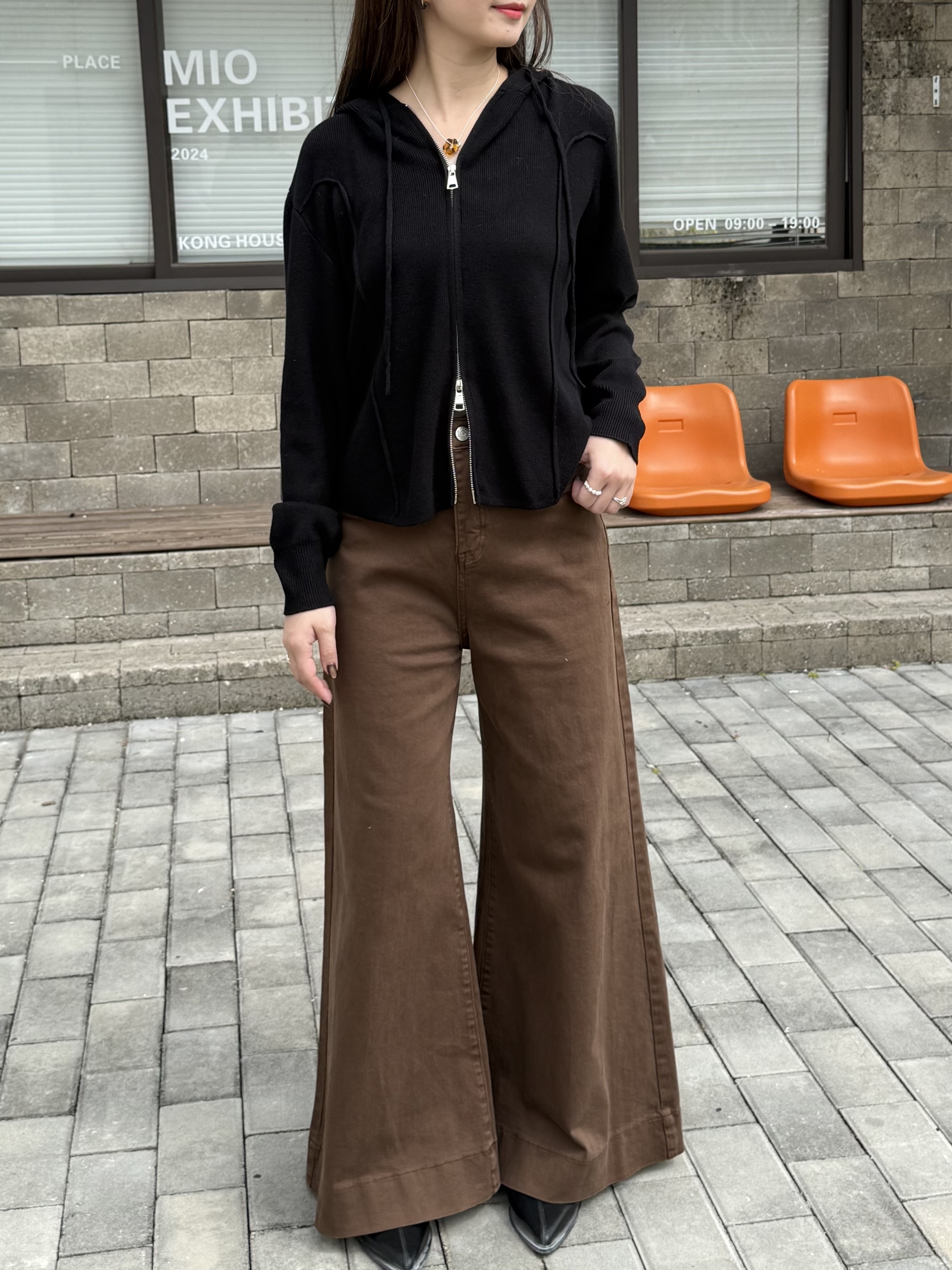 附皮帶闊腿寬褲