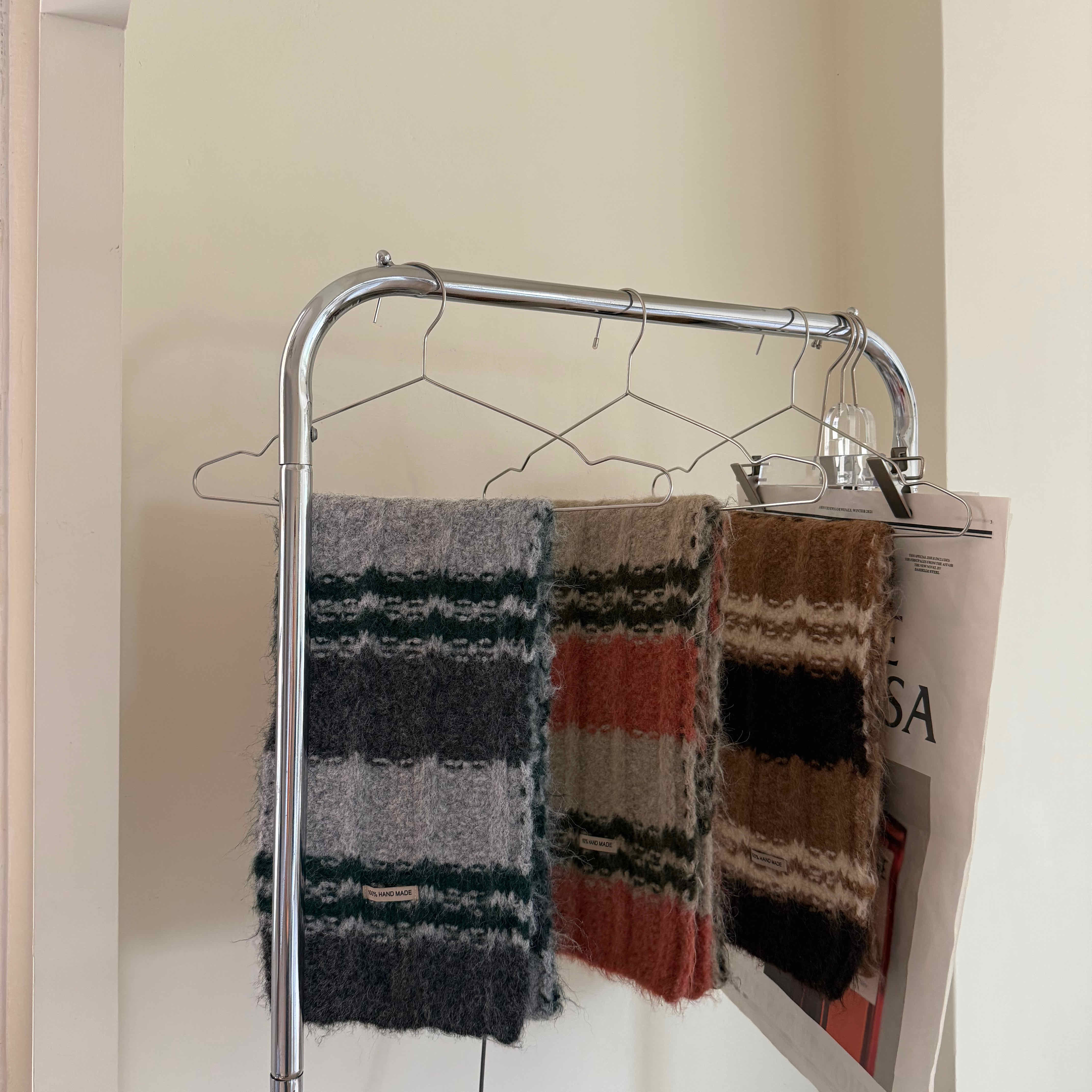 🇰🇷學院風條紋針織圍巾｜3 color